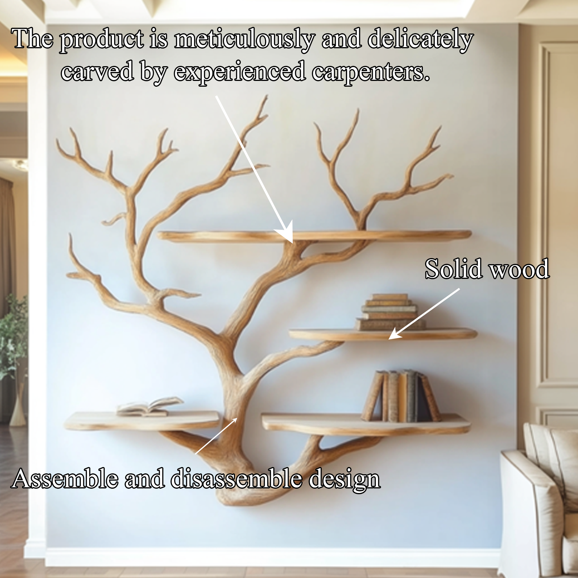 Sculptural Tree Wall Shelf Living Room And Studio