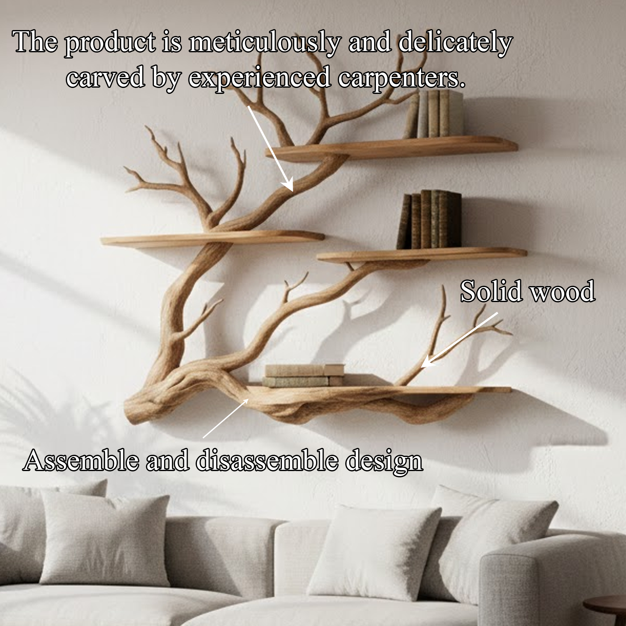 Nature Inspired Wall Shelf Reading Room And Bedroom