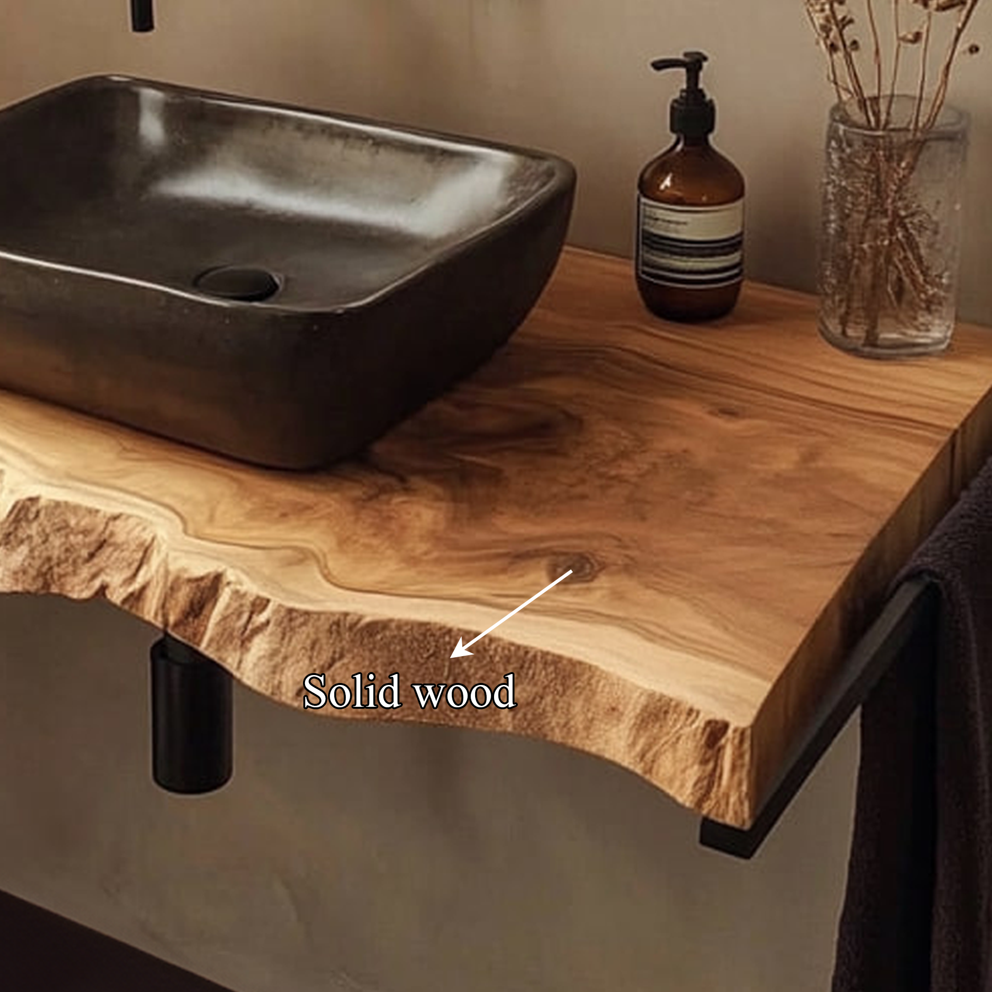 Mid Century Bathroom Vanity Shelf Live Edge Wood Bathroom Decor