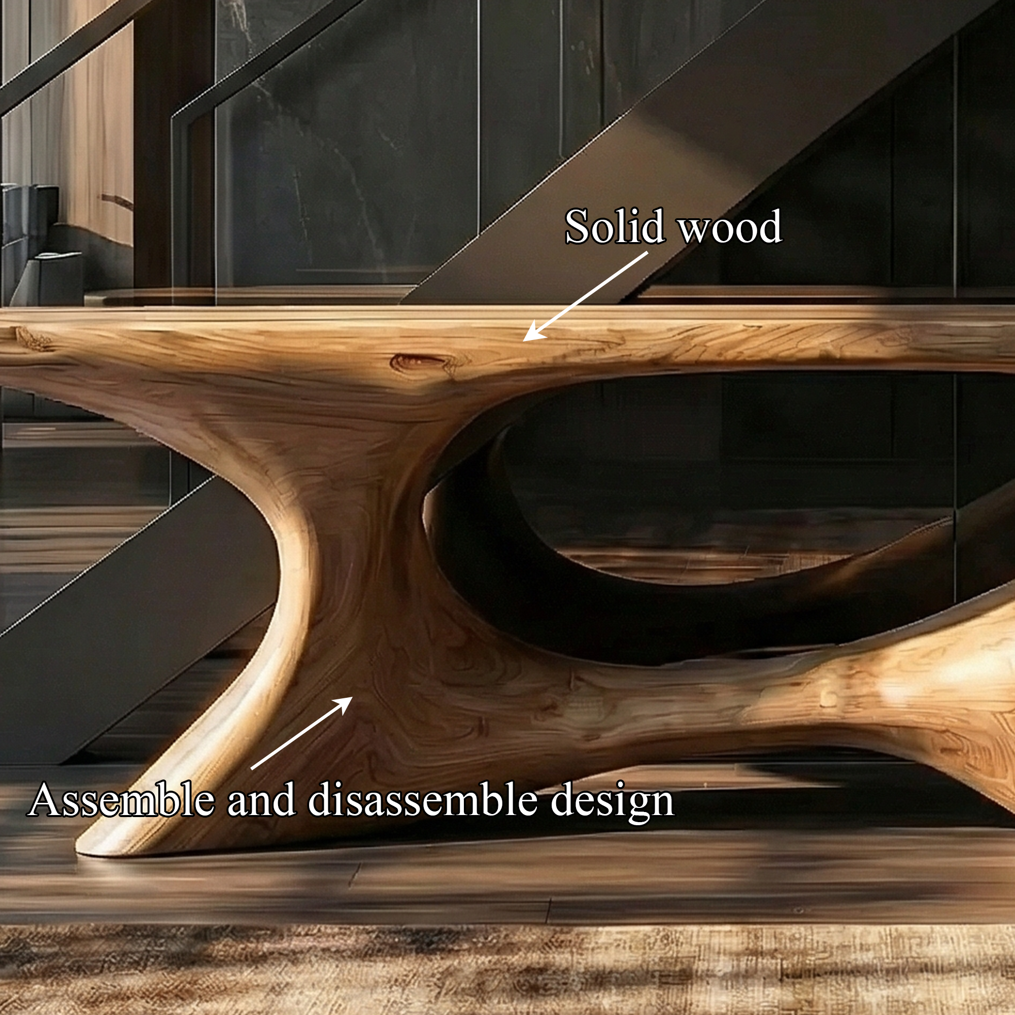 Contemporary Organic Void Base Console Table Entryway Hallway Living Room