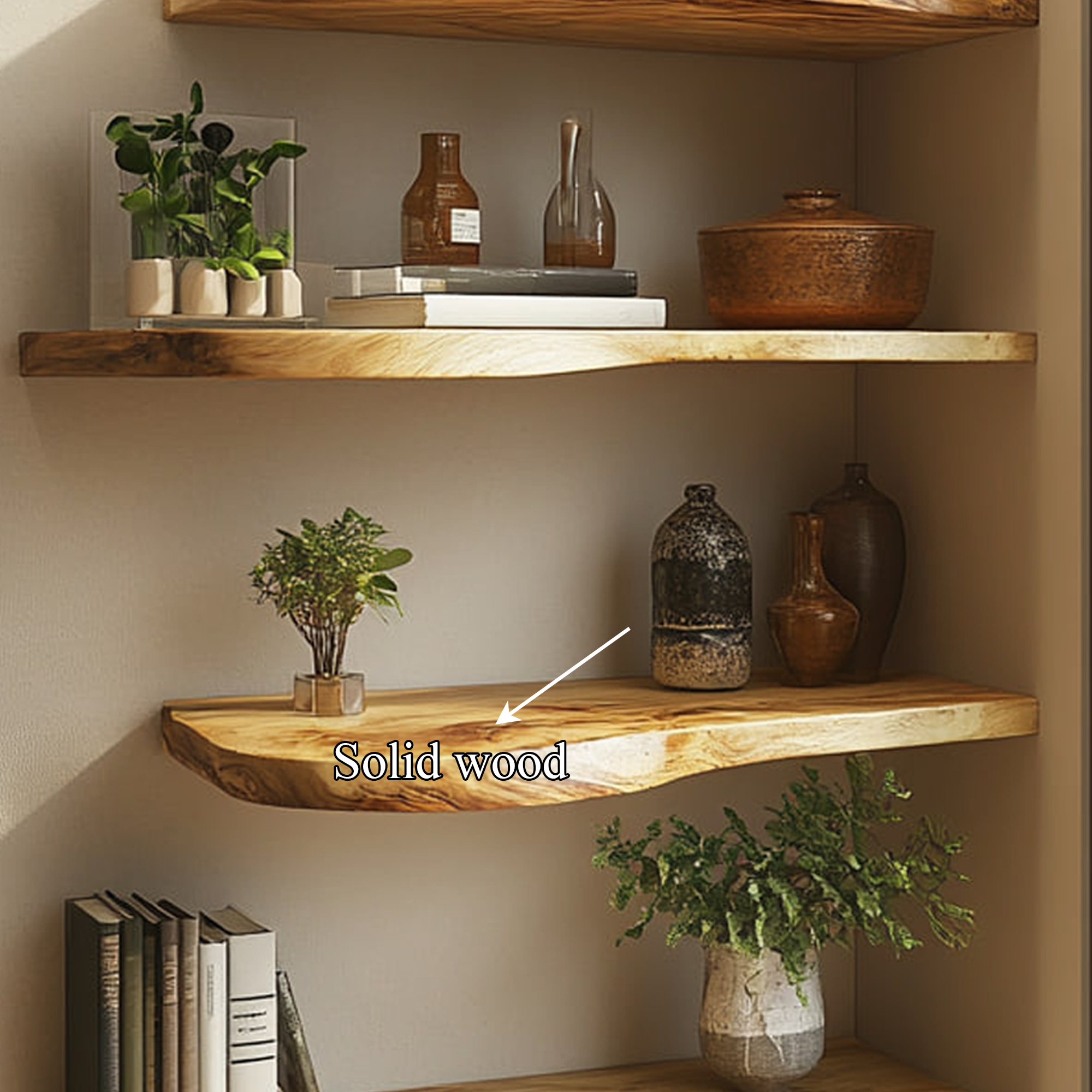 Rustic Live Edge Display Shelf Living Room Or Dining Room
