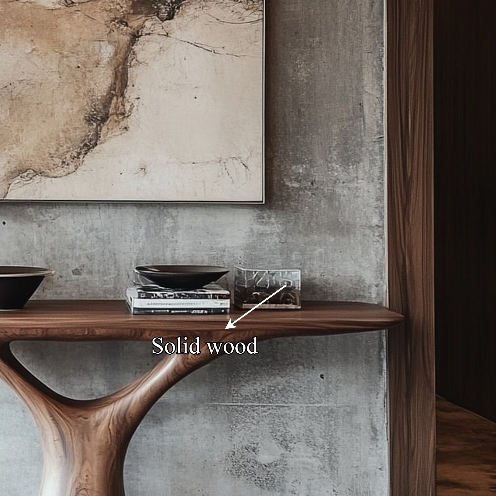 Mid Century Entry Table Smooth Sculptural Form Luxury Welcome Area