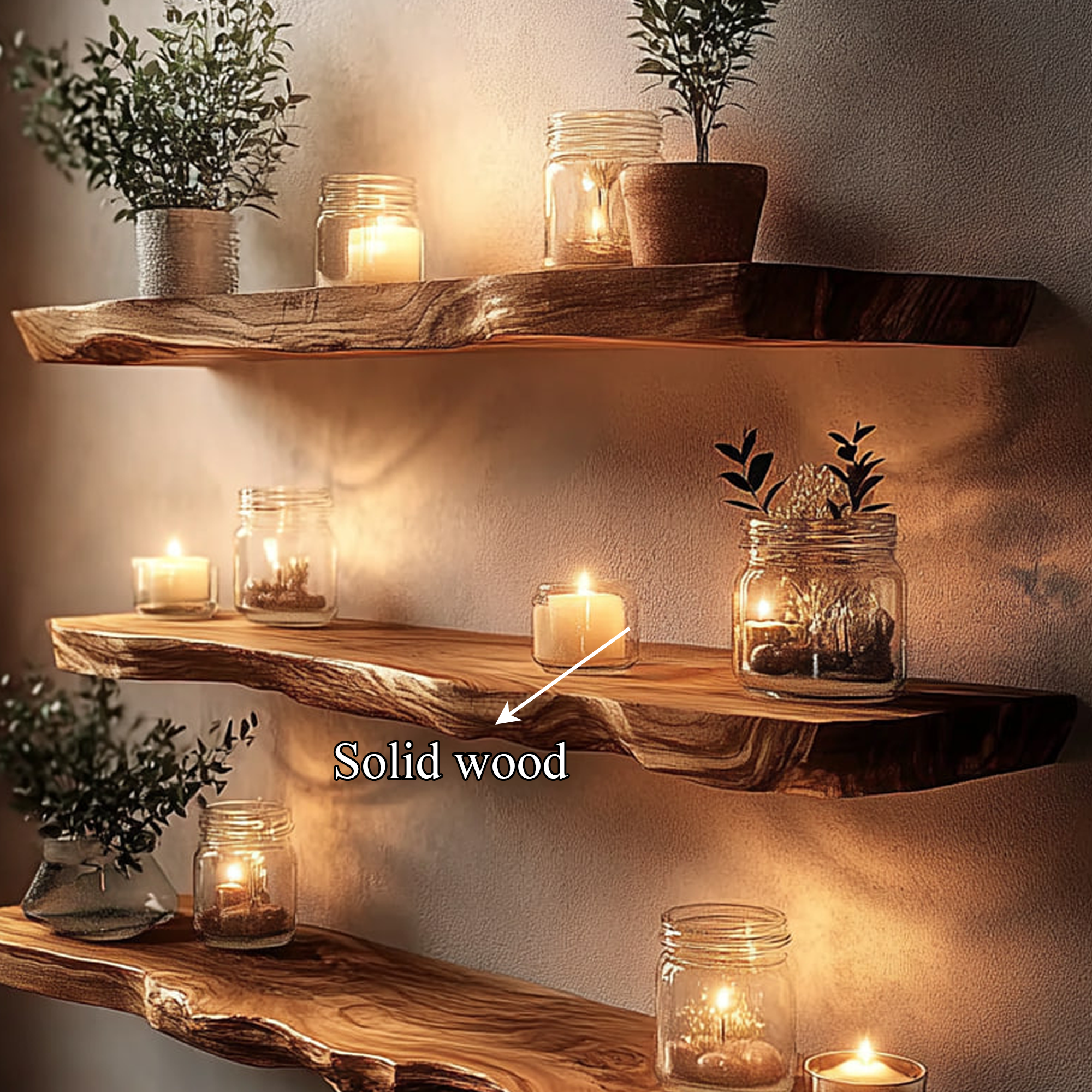 Rustic Live Edge Corner Floating Shelf Kitchen Or Living Room