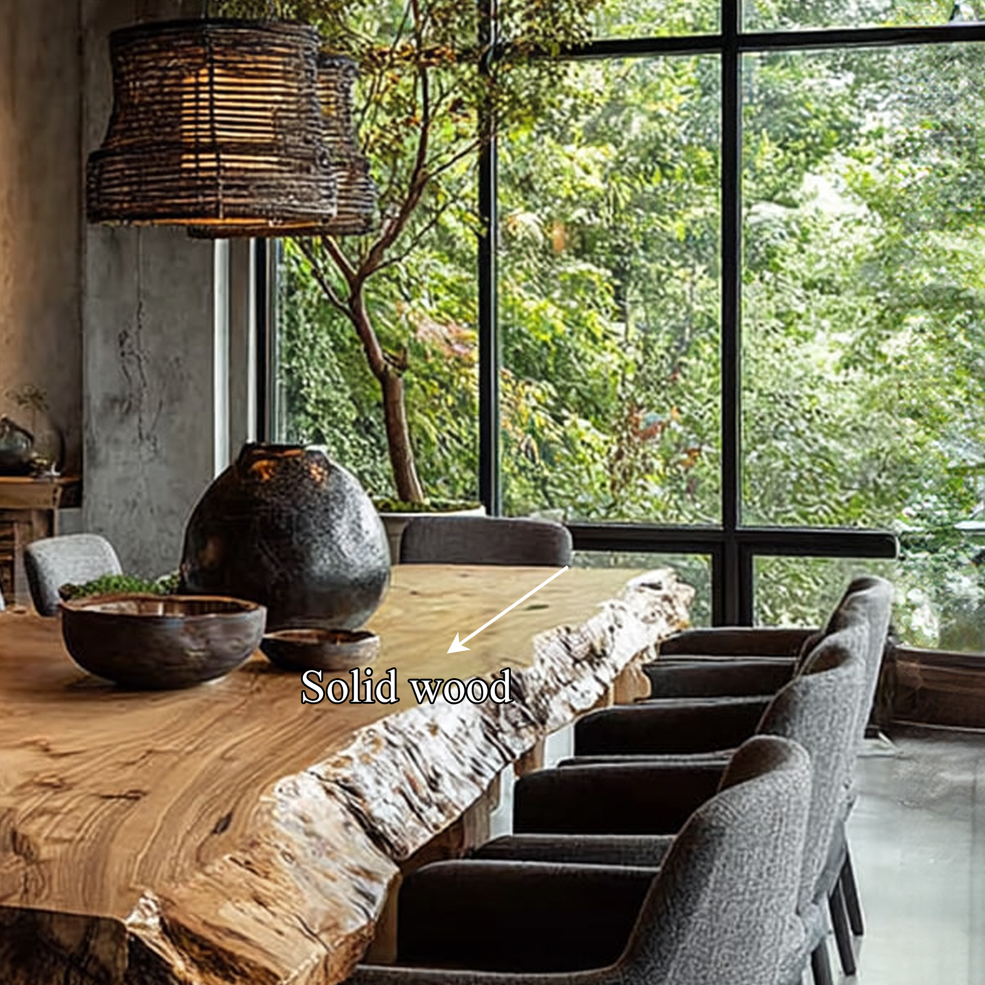 Mid Century Live Edge Table Dining Room