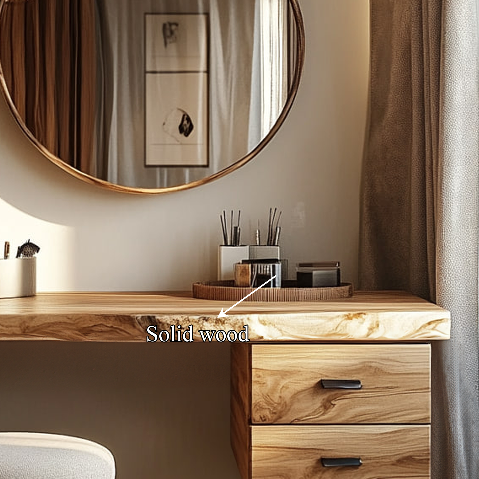 Modern Organic Solid Wood Dressing Table Bedroom Floating