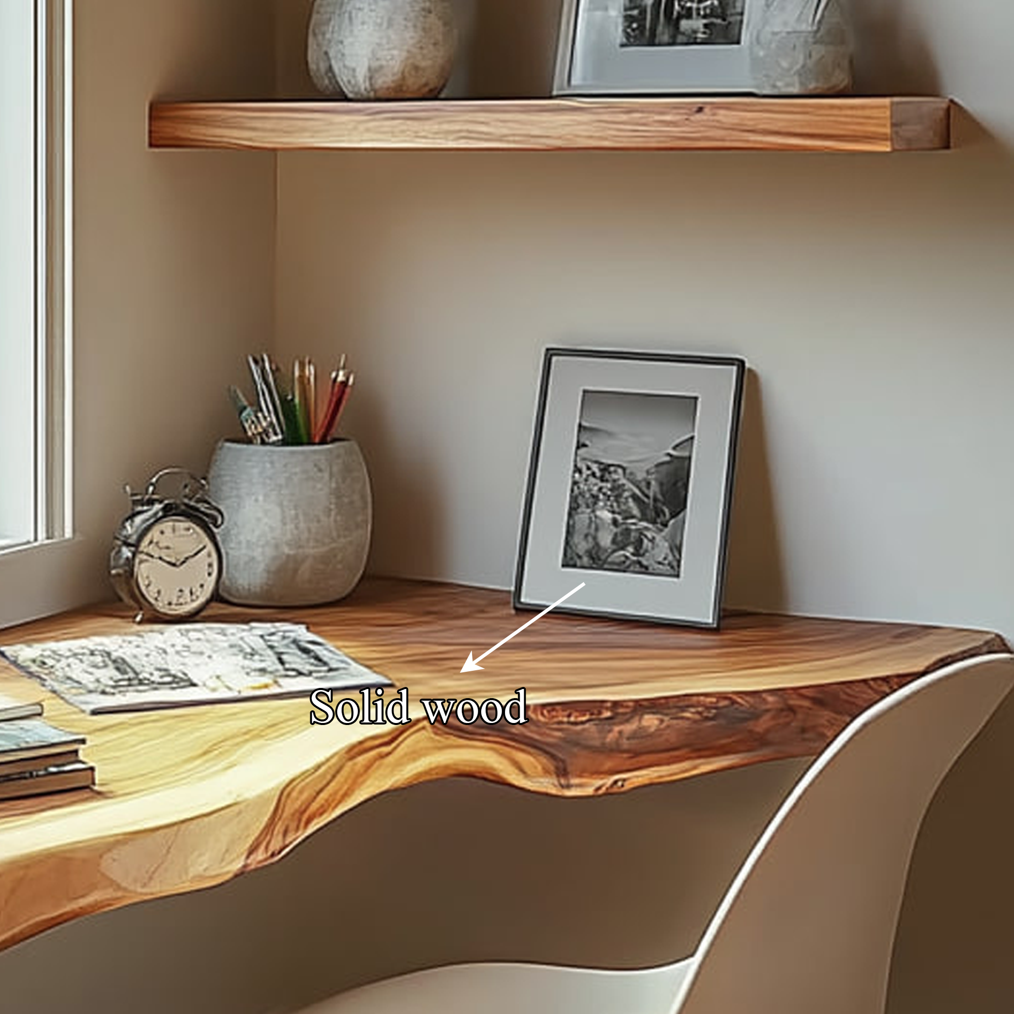Rustic Floating Desk Shelf Bedroom Or Office