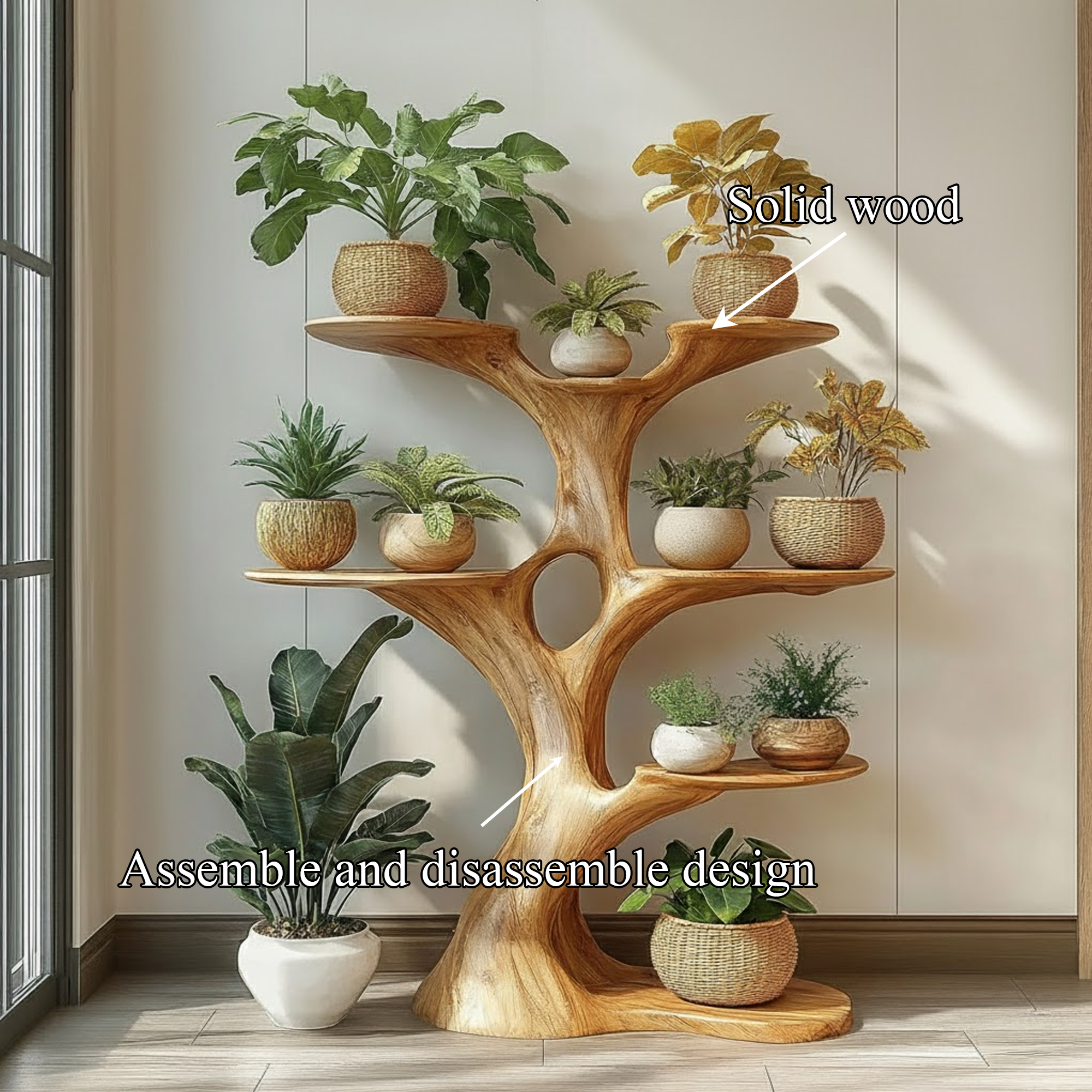 Artistic Tree Plant Stand Modern Living Room
