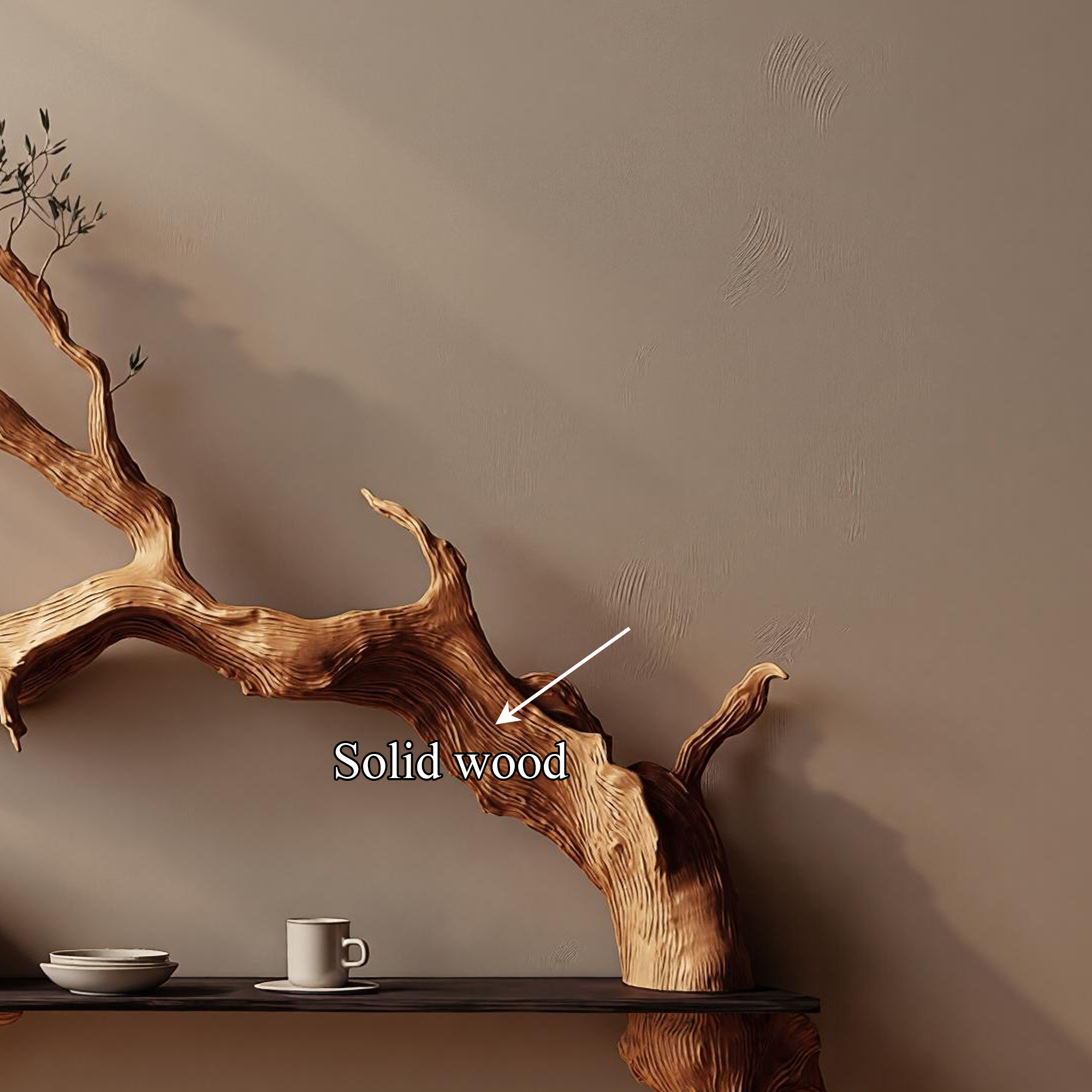 Rustic Tree Branch Floating Shelf Living Room Wall Decor