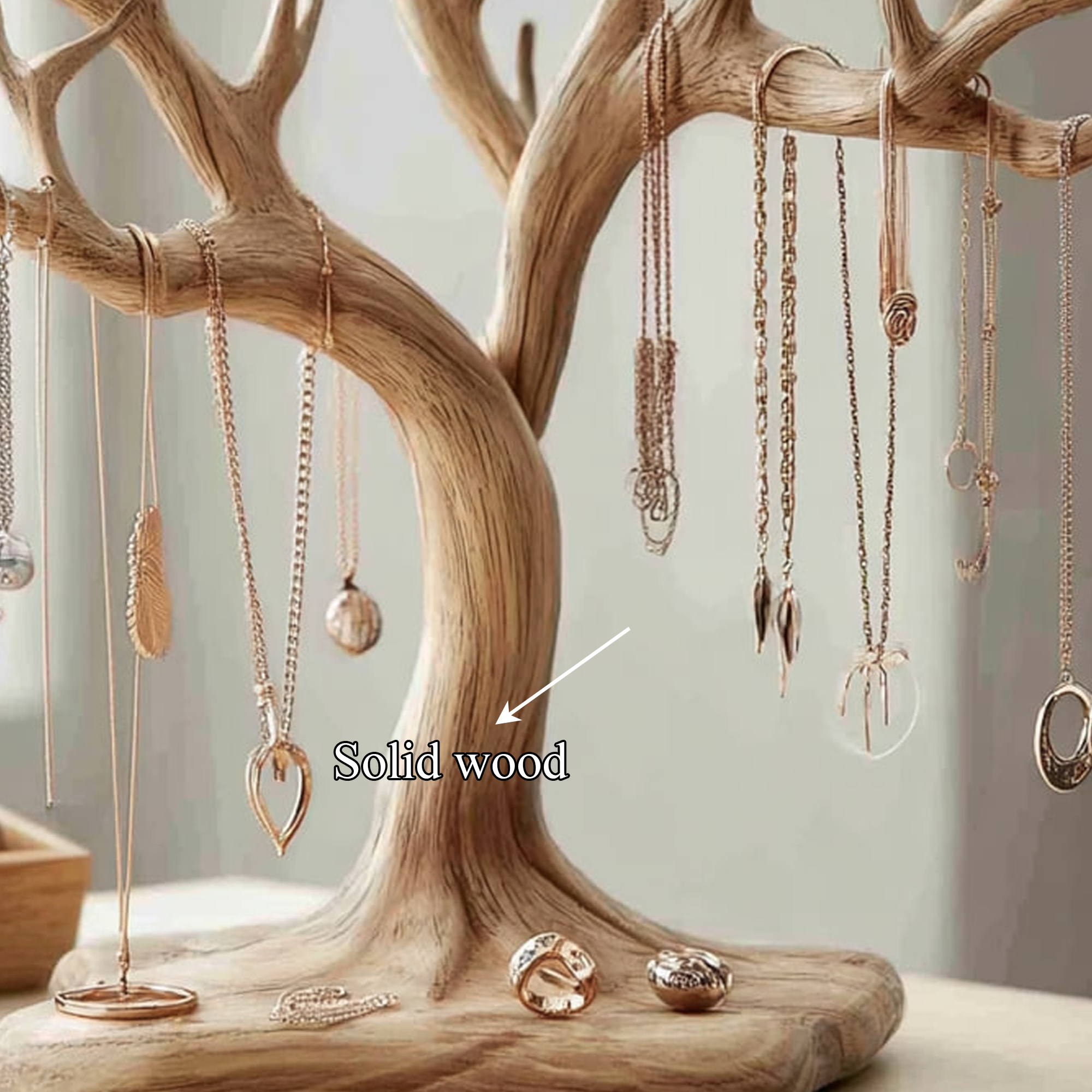 Organic Solid Wood Jewelry Tree Organizer Stand