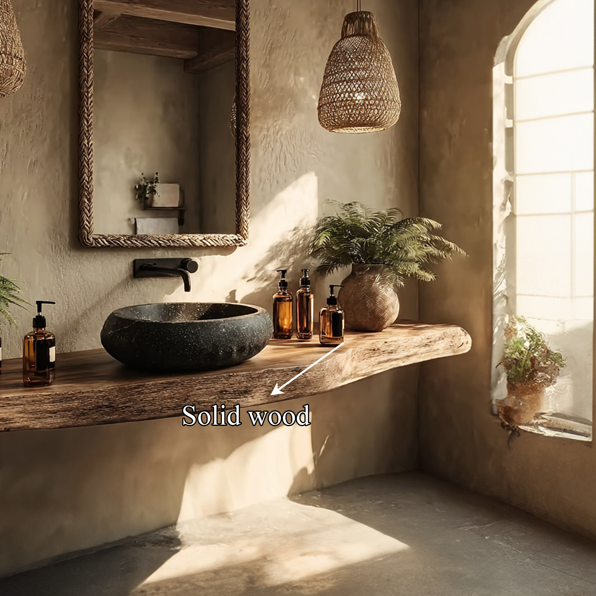 Rustic Floating Shelf Natural Edge Bathroom