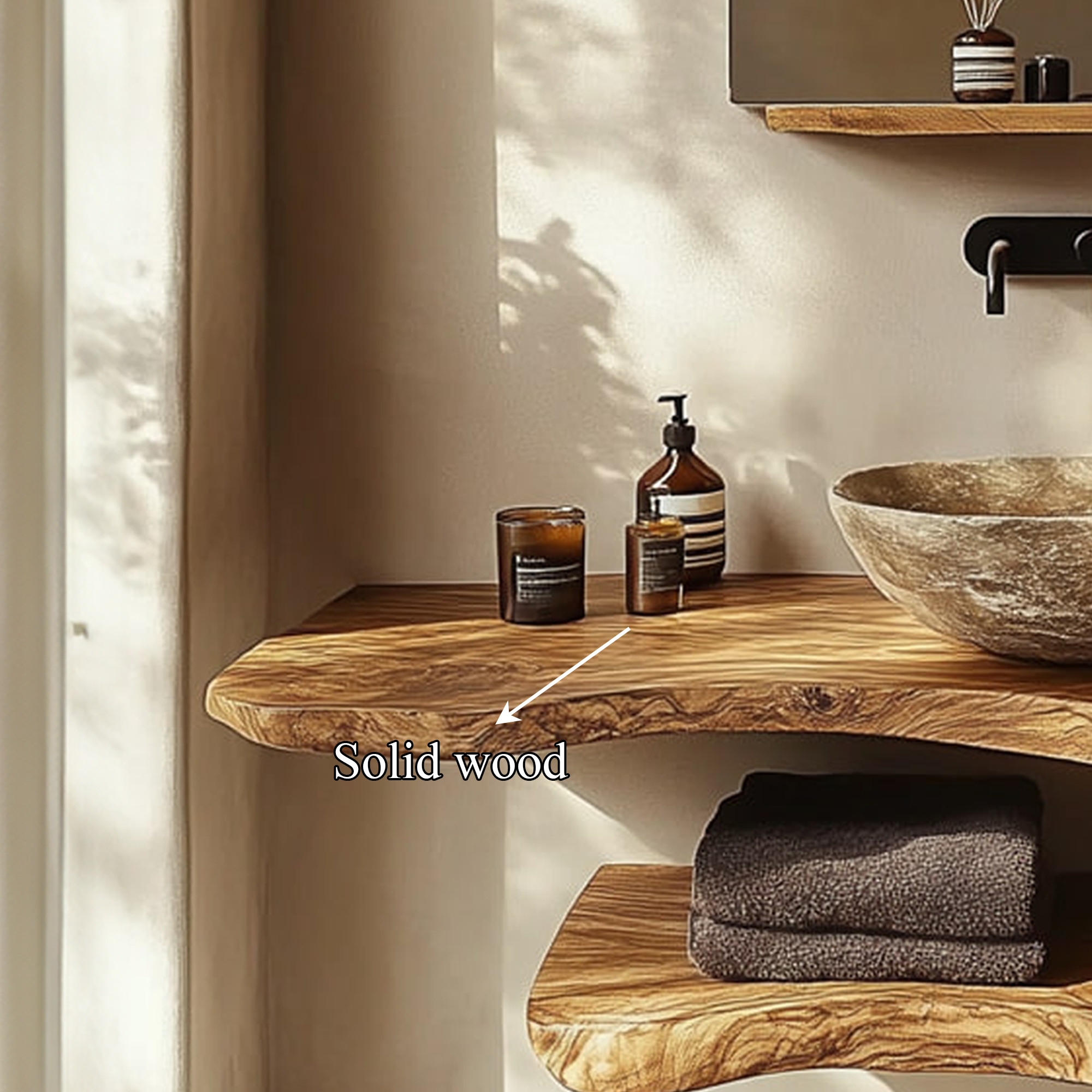 Mid Century Bathroom Vanity Shelf Solid Wood Bathroom Design