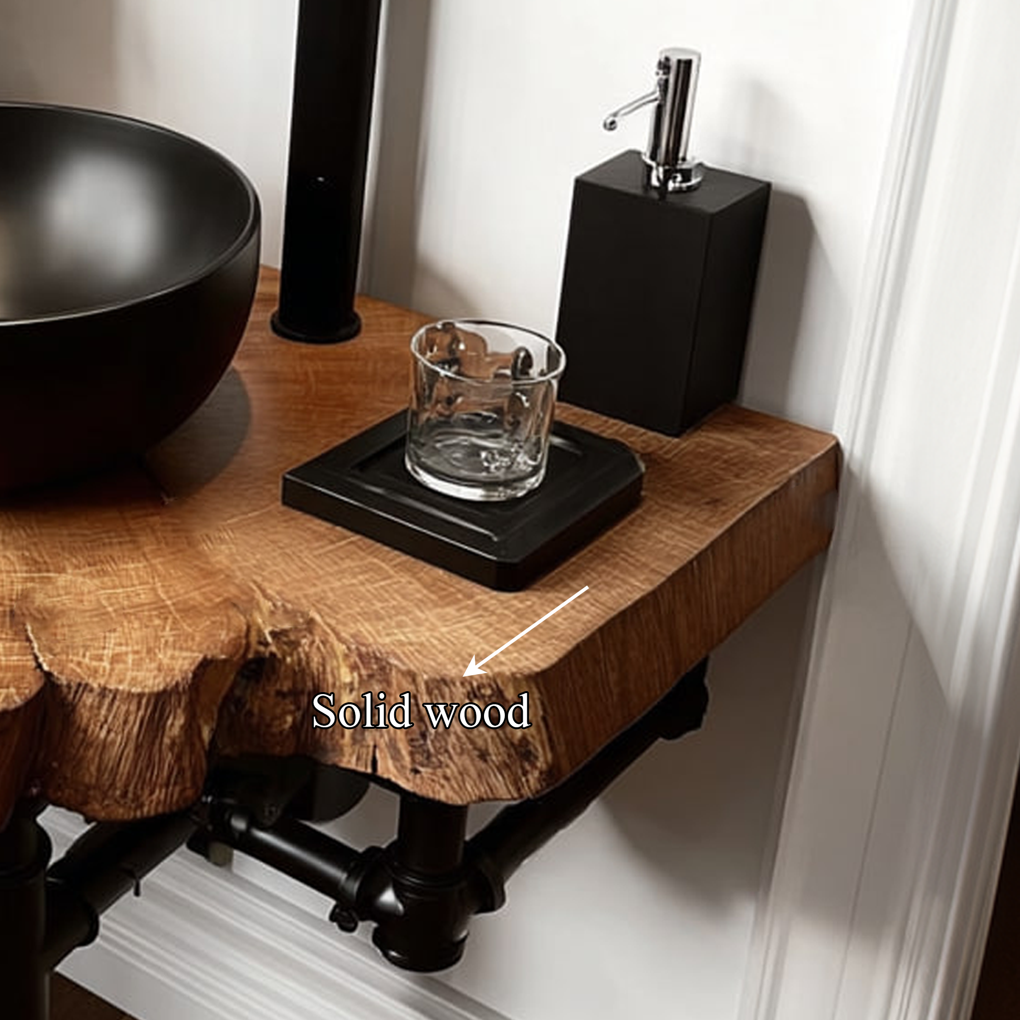Mid Century Floating Shelf Narrow Powder Room