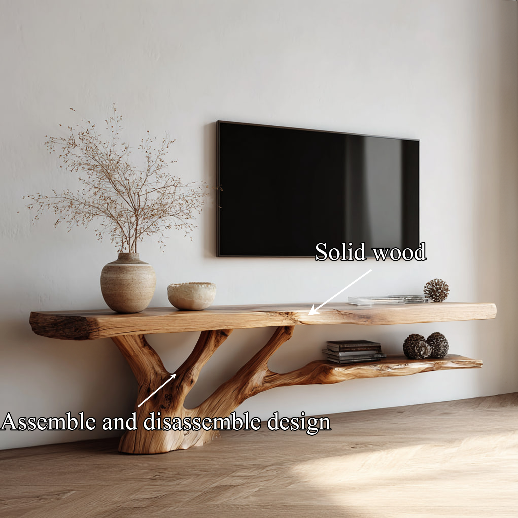 Mid Century Console Table Wood Backing Statement Luxury Showroom