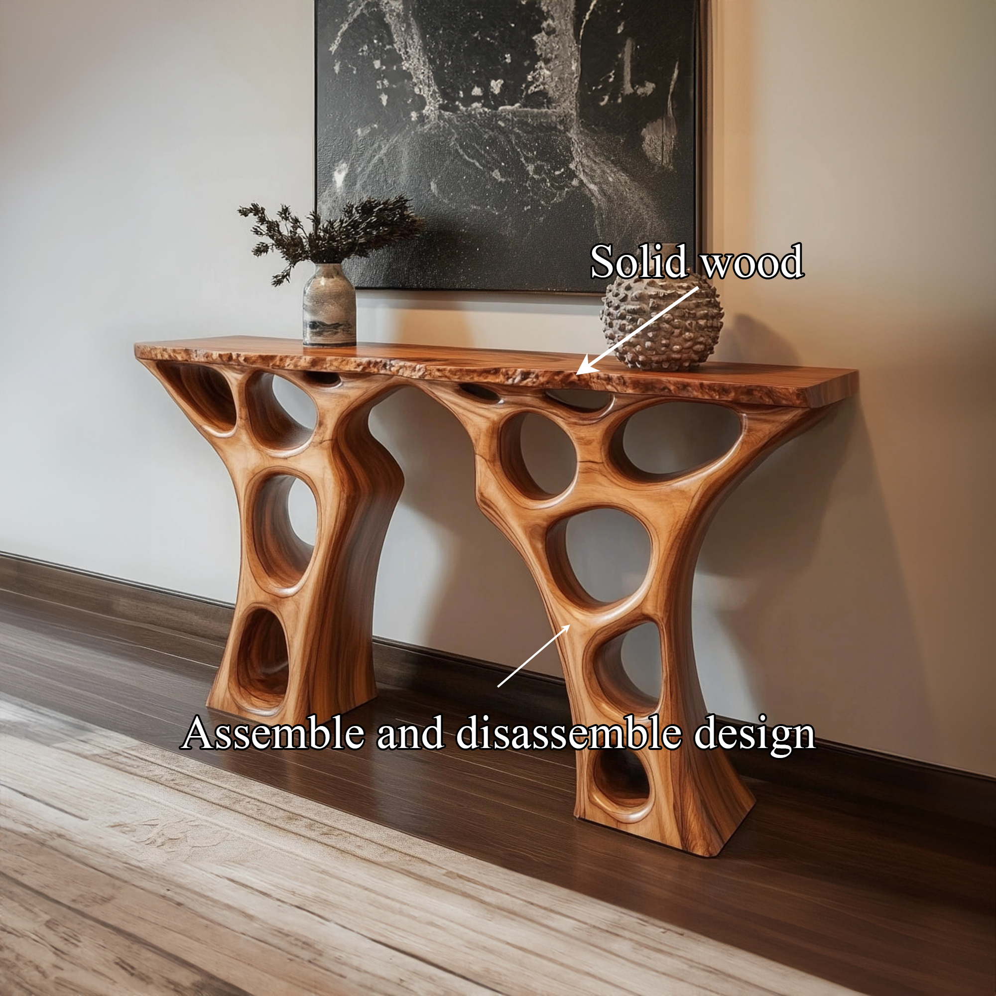 Mid Century Console Table Abstract Sculptural Base Luxury Foyer