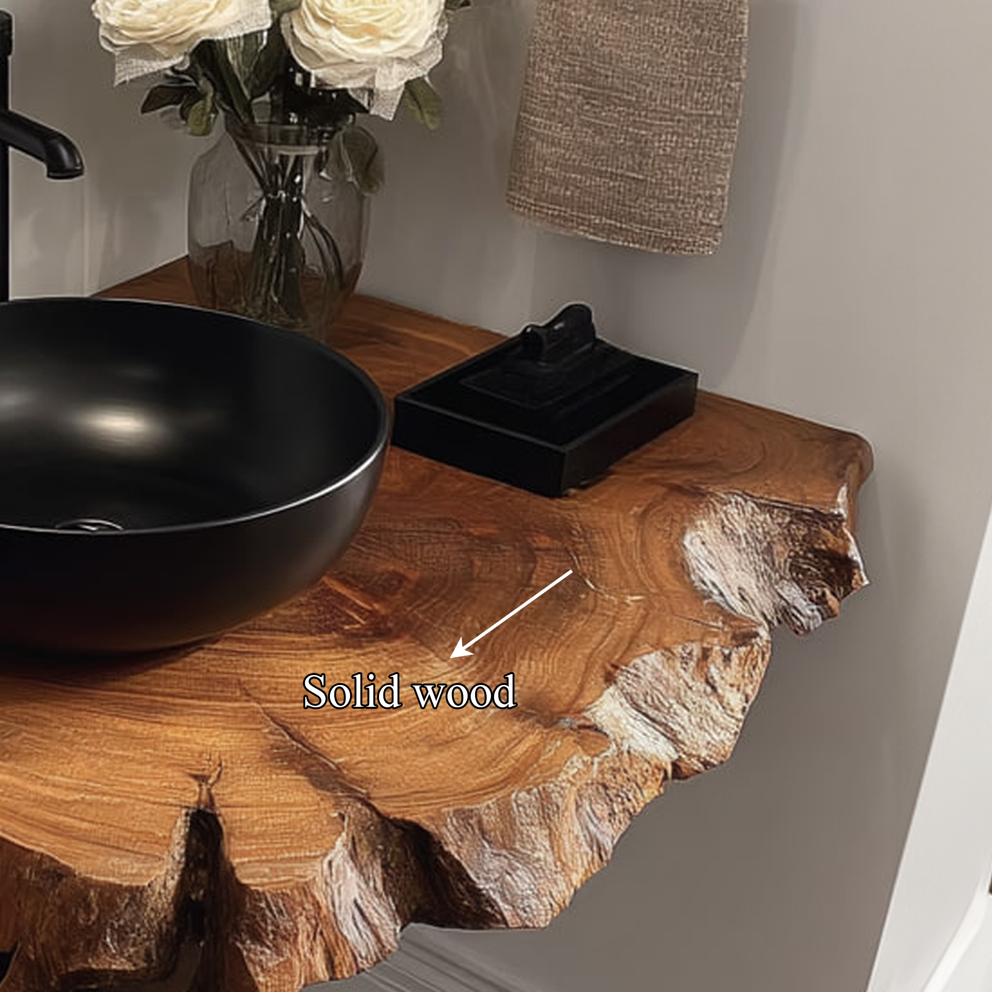 Rustic Floating Shelf Narrow Vanity Powder Room