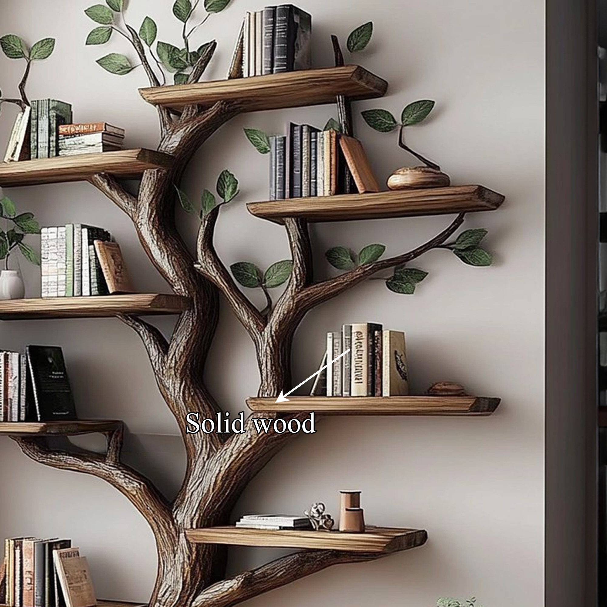Sculptural Tree Wall Bookshelf For Living Room