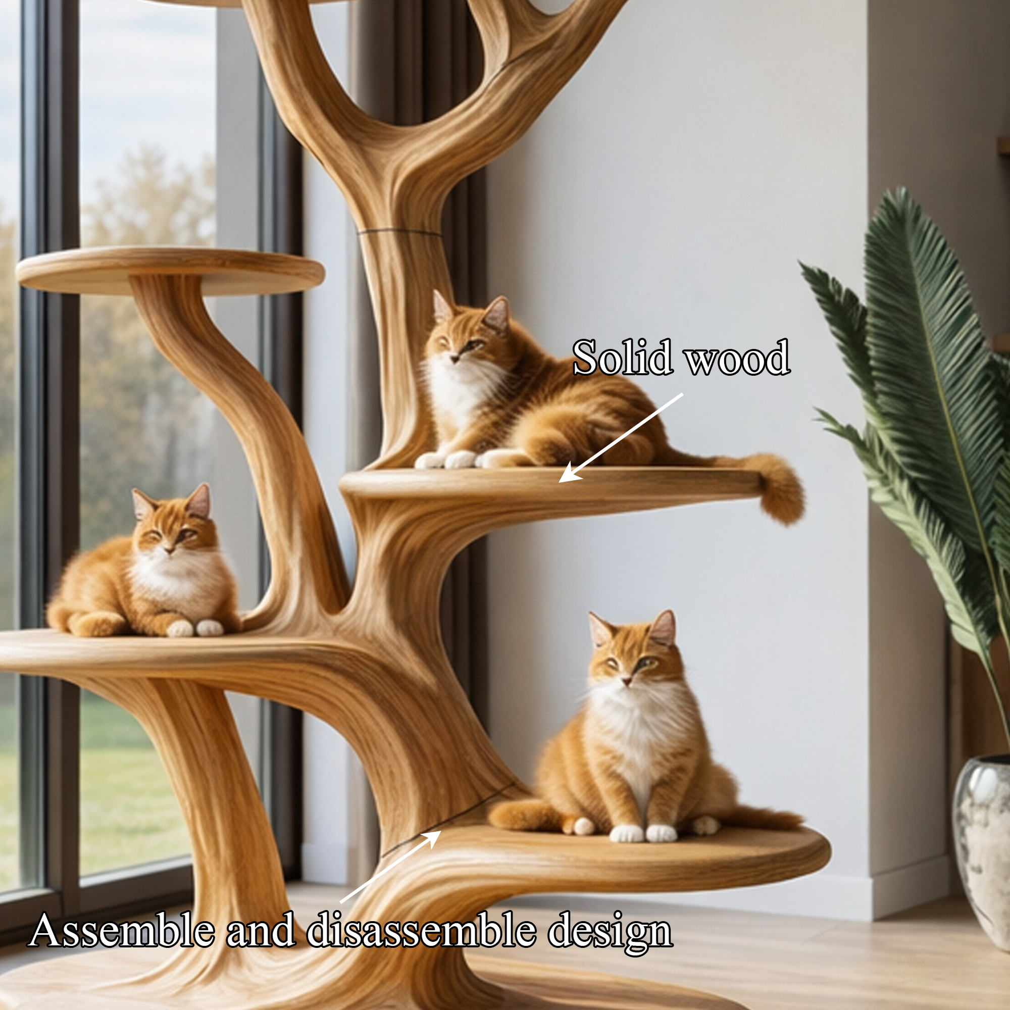 Rustic Tree Cat Play Tower Artistic Living Room