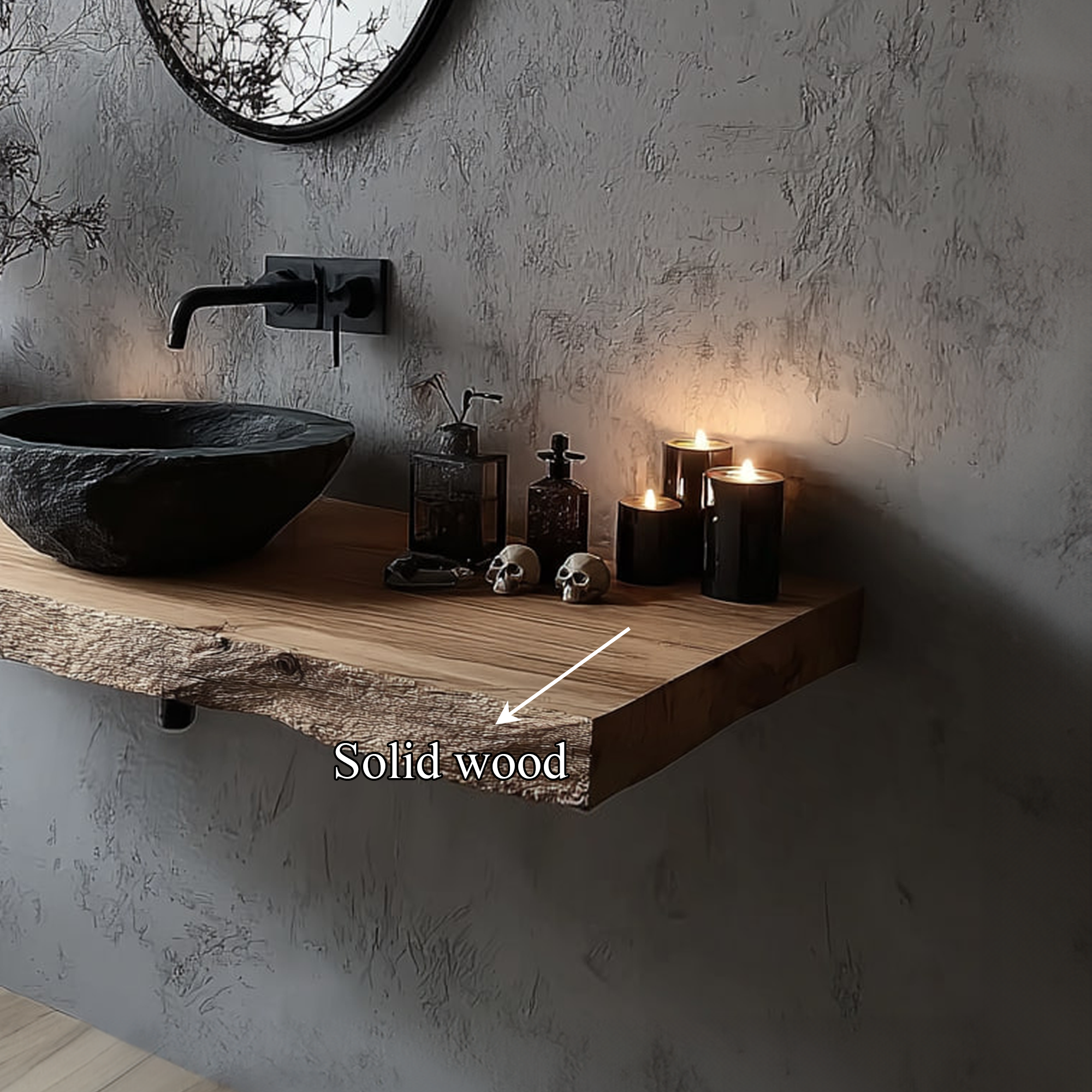 Rustic Floating Shelf Basin Vanity Bathroom