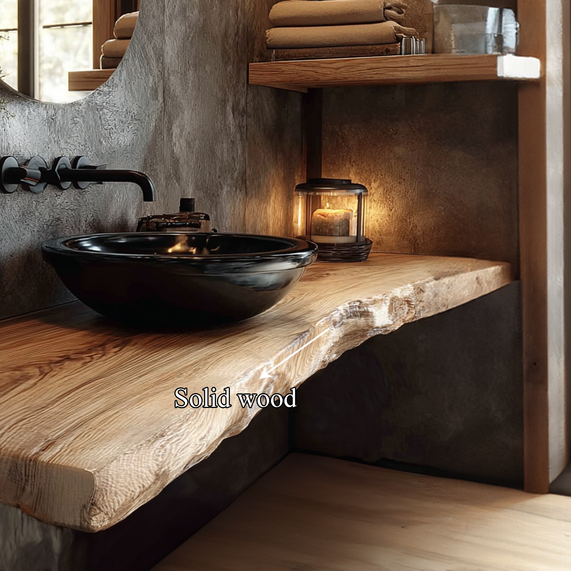 Mid Century Floating Shelf Natural Edge Vanity Bathroom