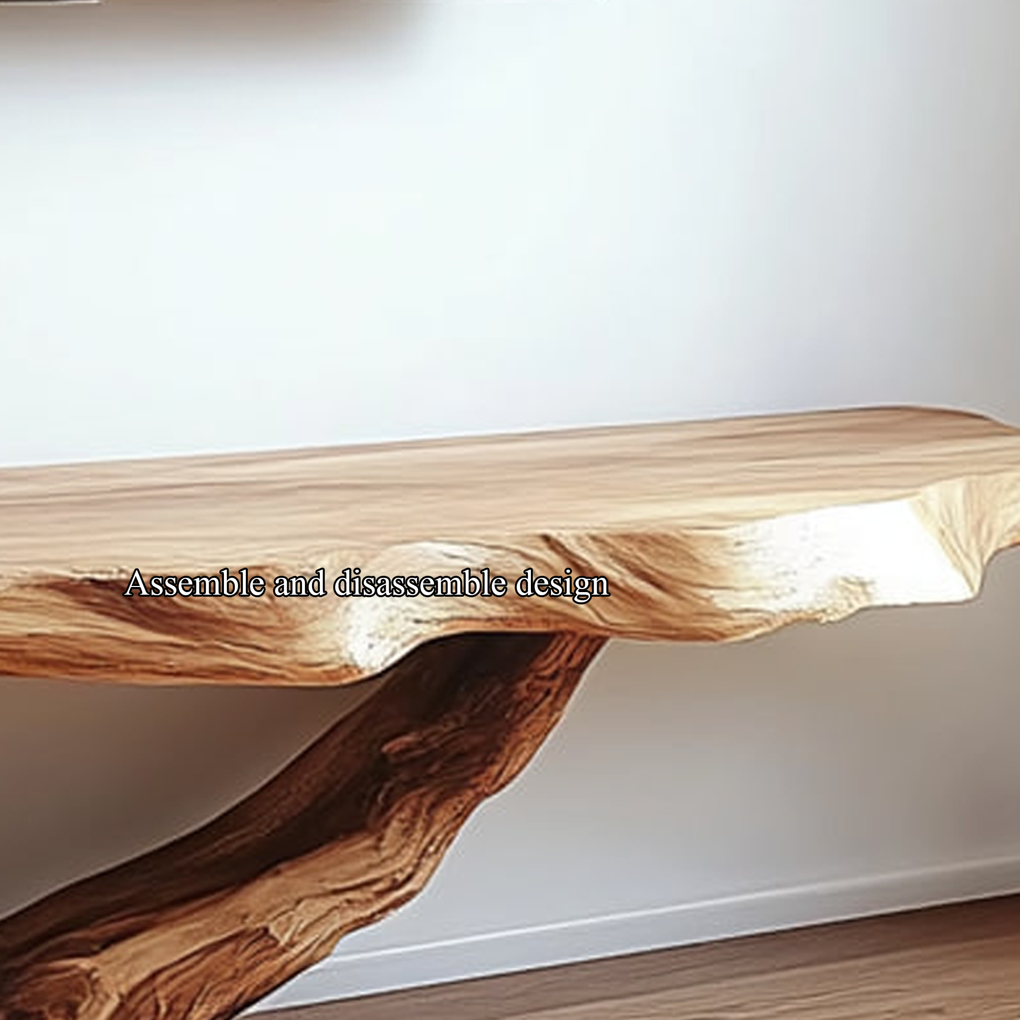 Live Edge Solid Wood TV Console Handmade Floating Media Shelf For Living Room