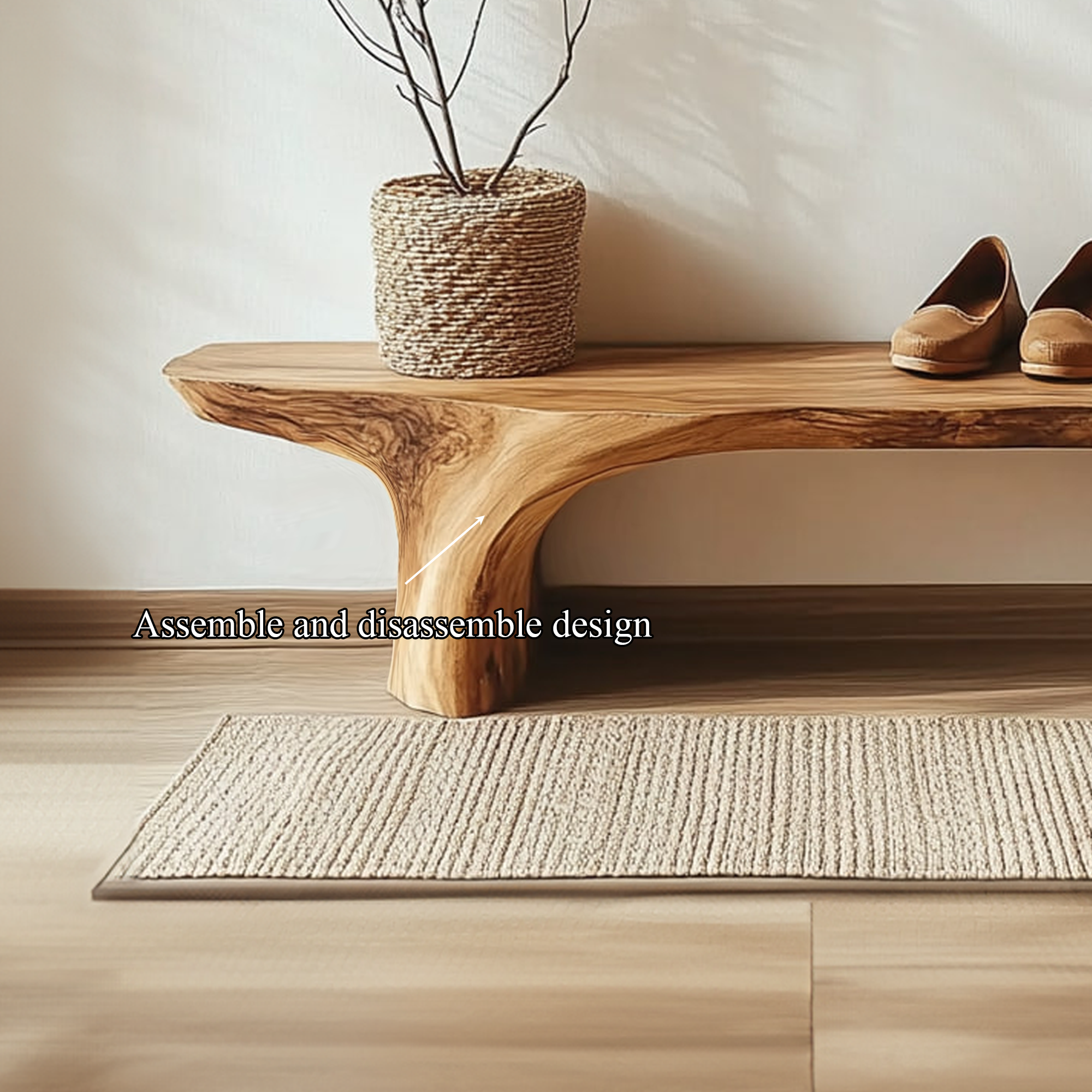 Rustic Live Edge Bench Living Room Entryway Furniture