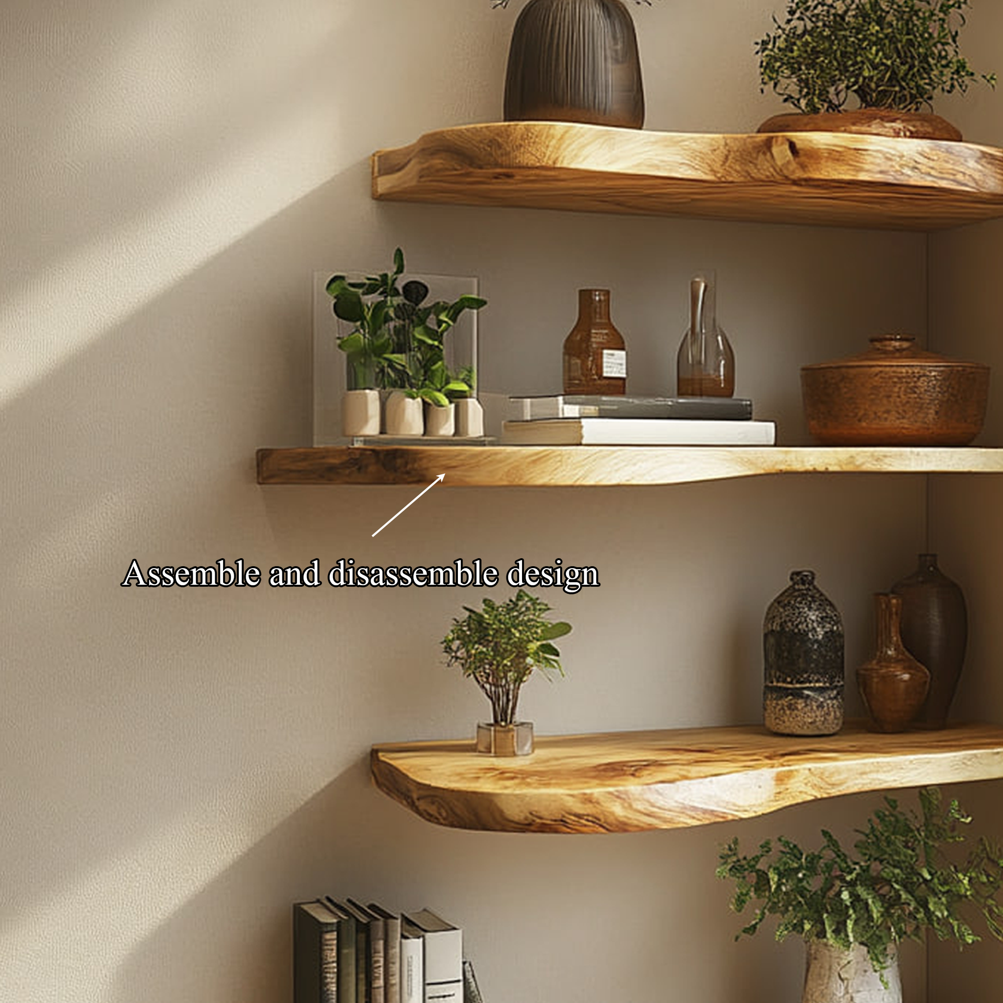 Rustic Live Edge Display Shelf Living Room Or Dining Room