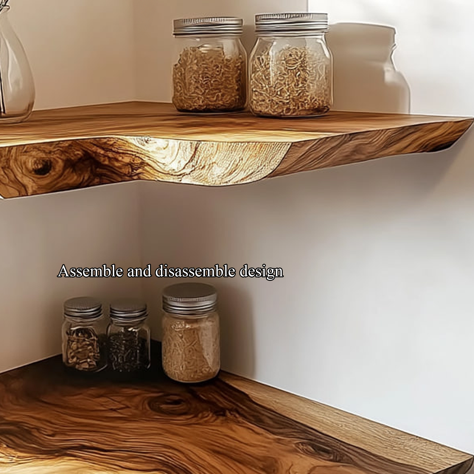 Rustic Live Edge Corner Wall Shelf Kitchen Or Dining Room
