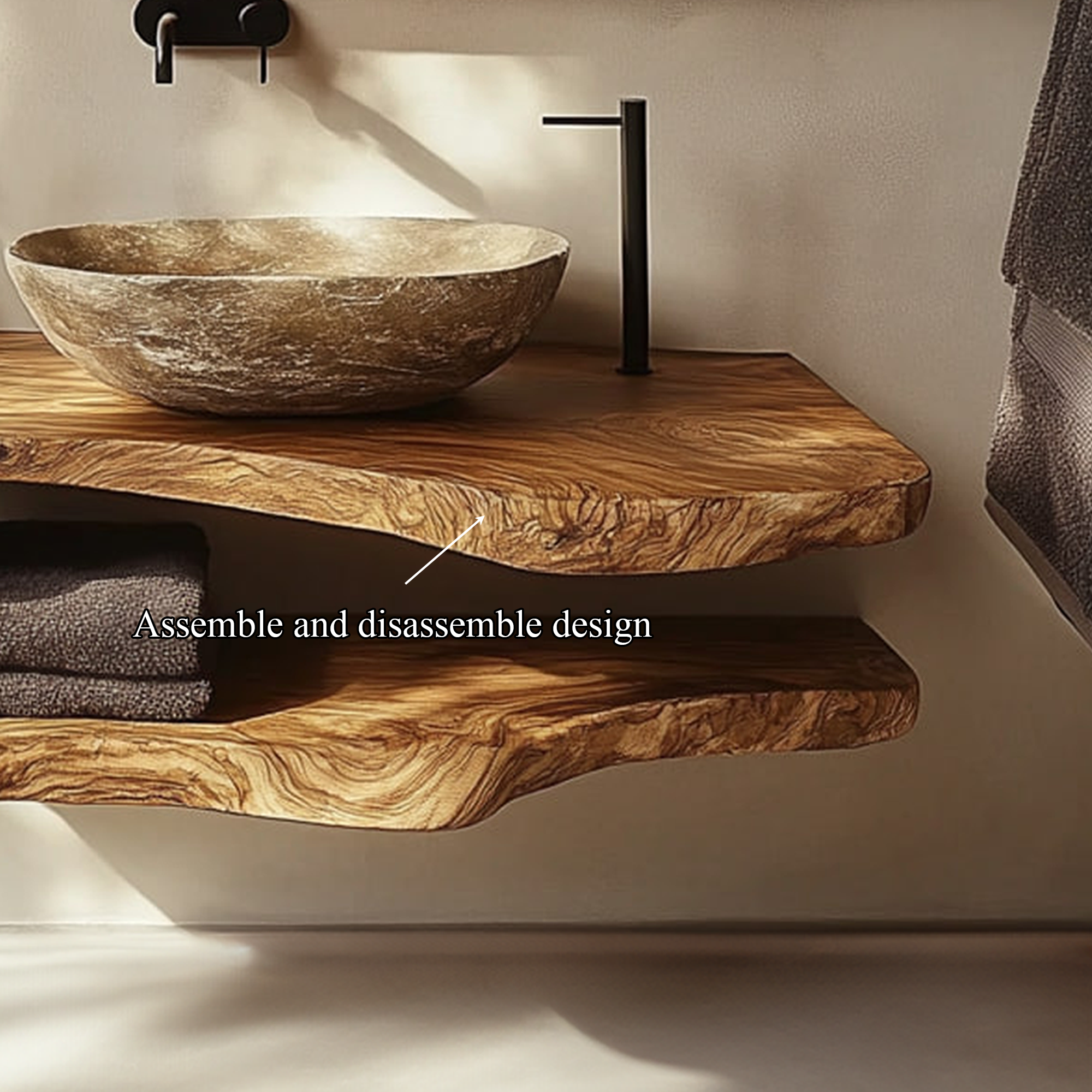 Mid Century Bathroom Vanity Shelf Solid Wood Bathroom Design