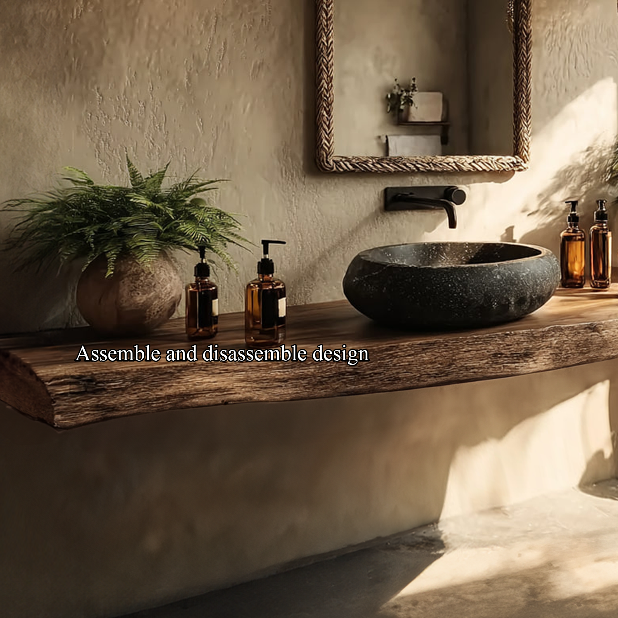 Rustic Floating Shelf Natural Edge Bathroom