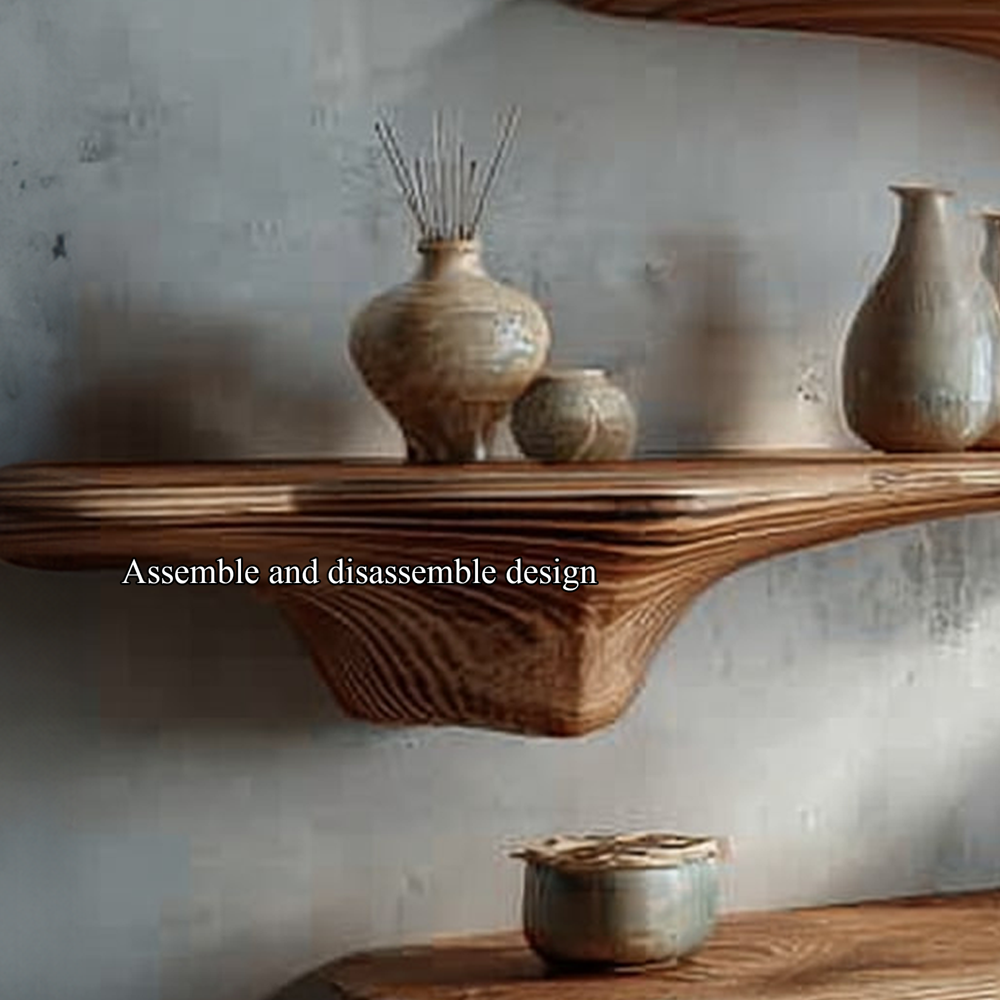 Rustic Mushroom Floating Shelves Office