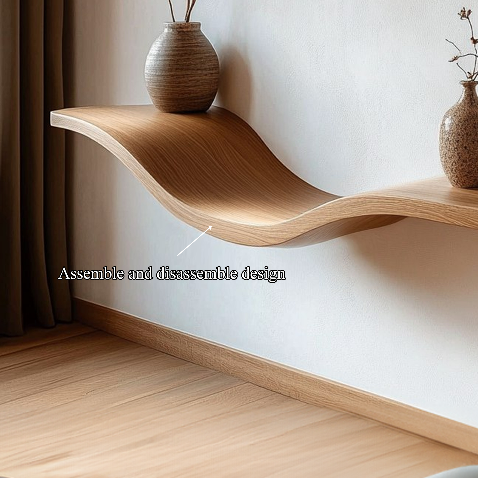 Modern Wave Wall Shelf For Living Room And Entryway