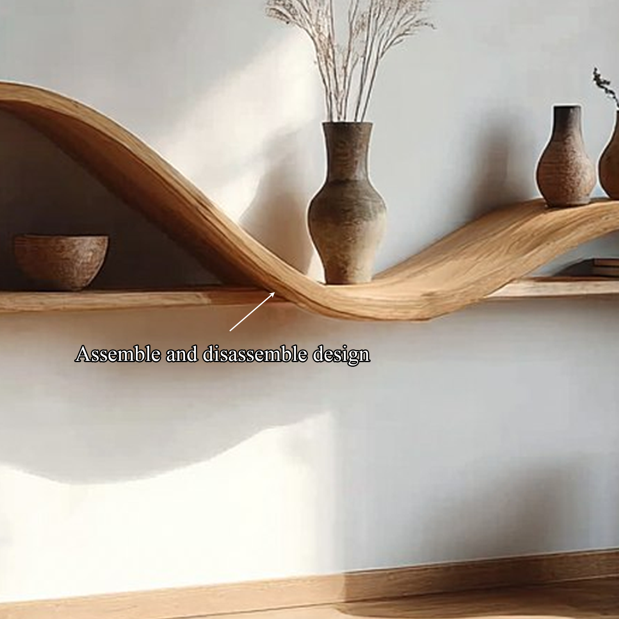 Organic Modern Curved Shelf Living Room Or Hallway