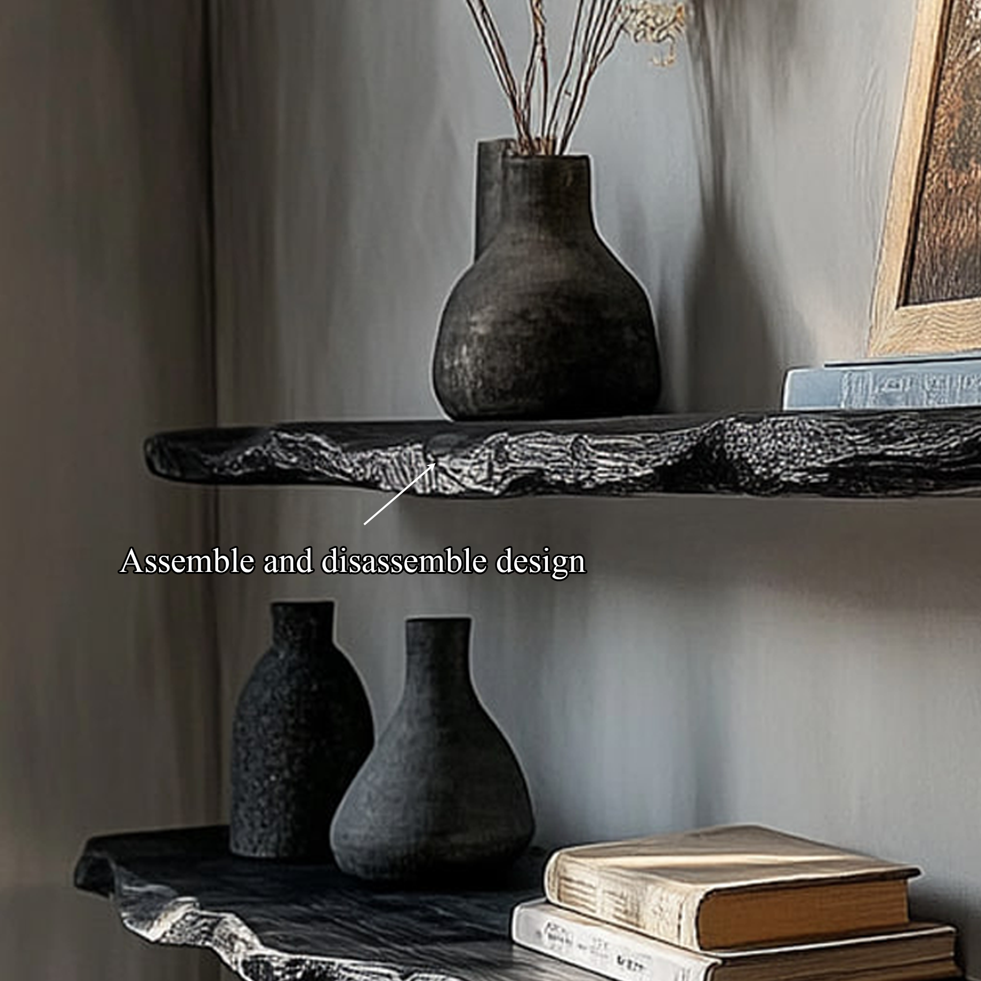 Rustic Modern Live Edge Wall Mounted Shelf Living Room Or Study Room