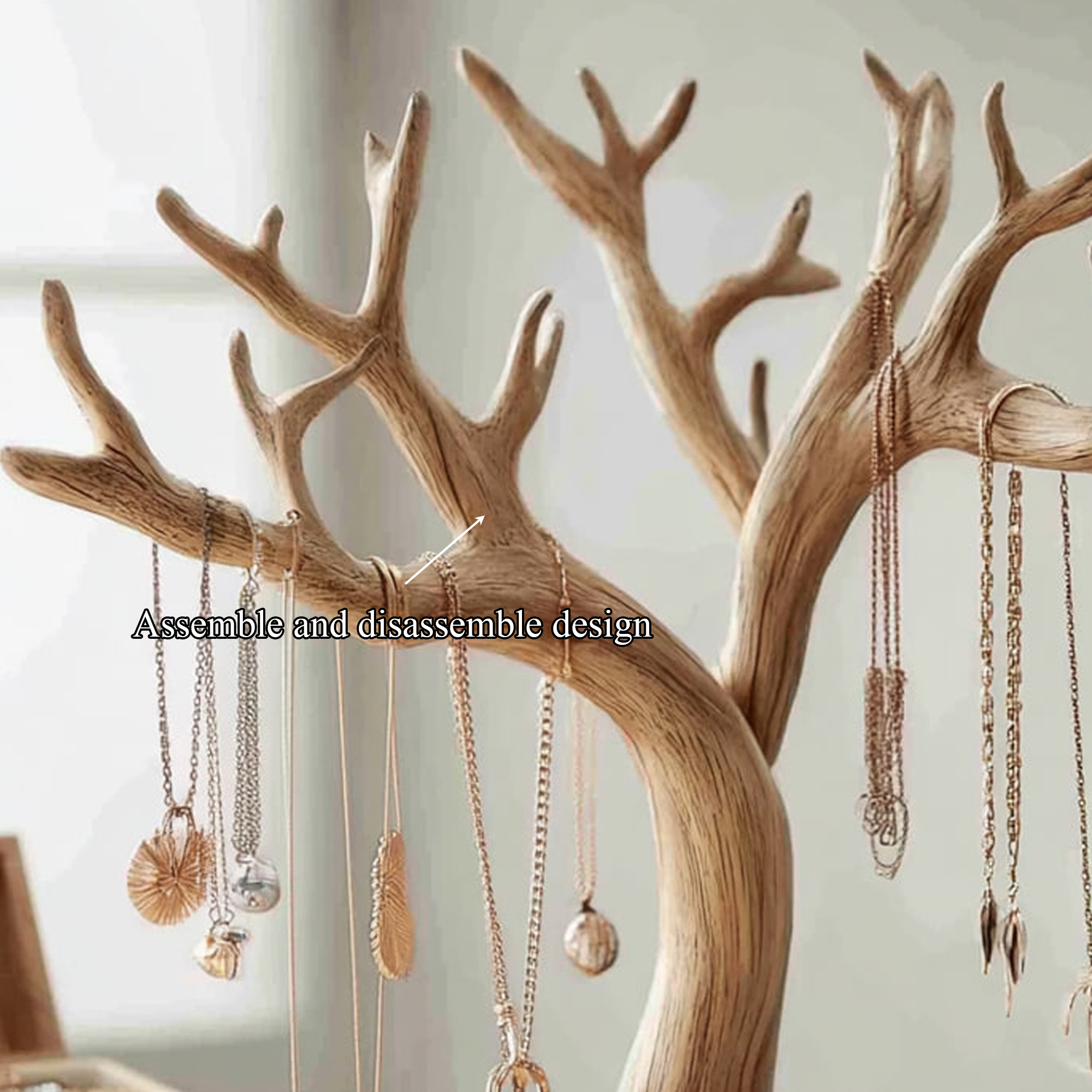 Organic Solid Wood Jewelry Tree Organizer Stand