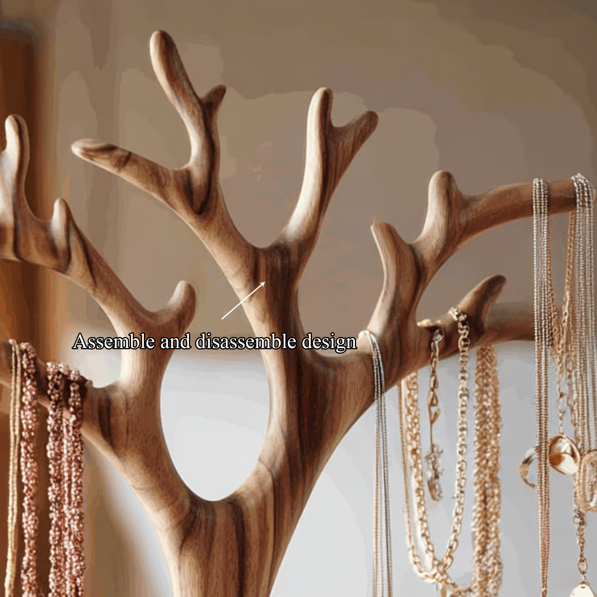Organic Solid Walnut Jewelry Tree Organizer Stand