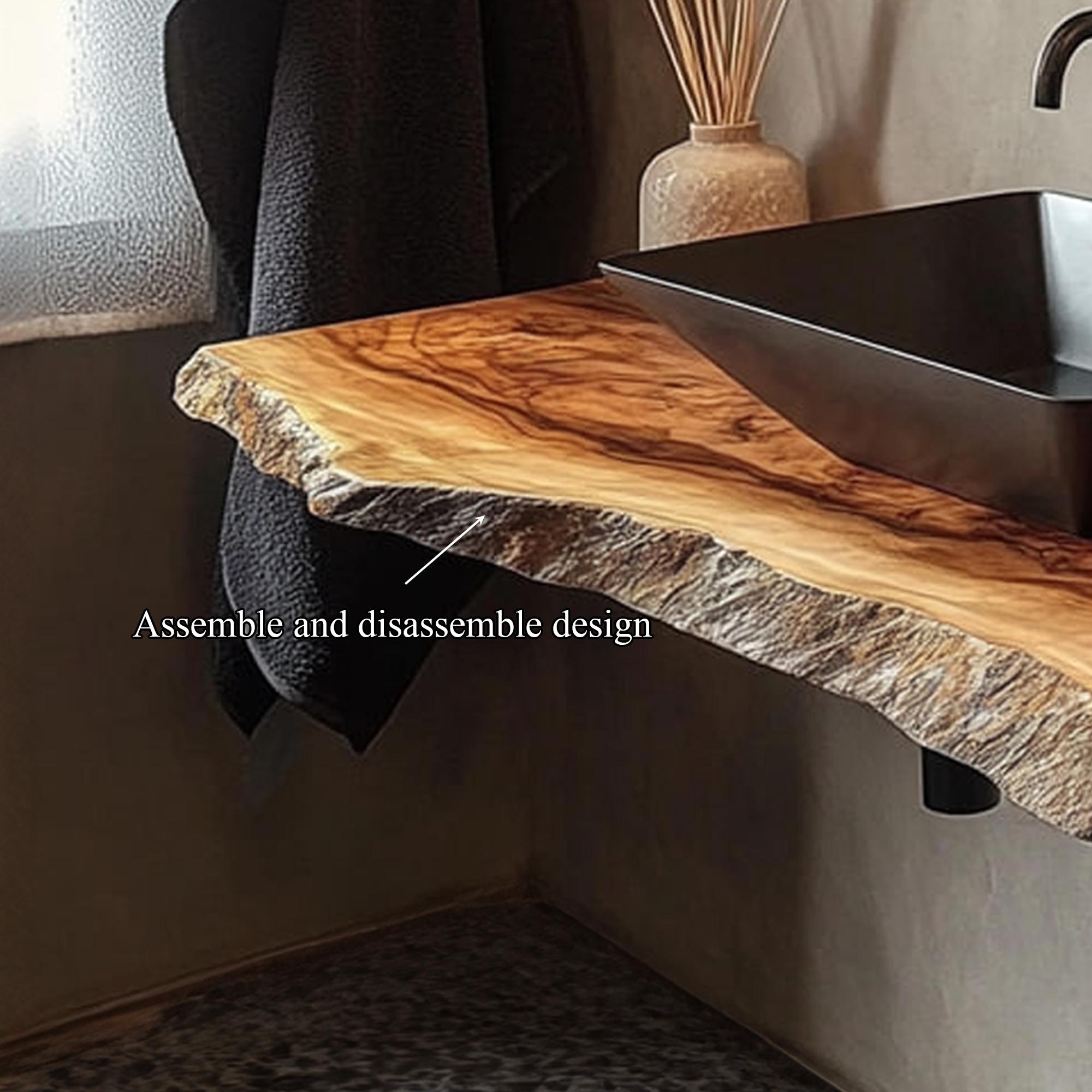 Rustic Bathroom Vanity Shelf Live Edge Wood Bathroom Display