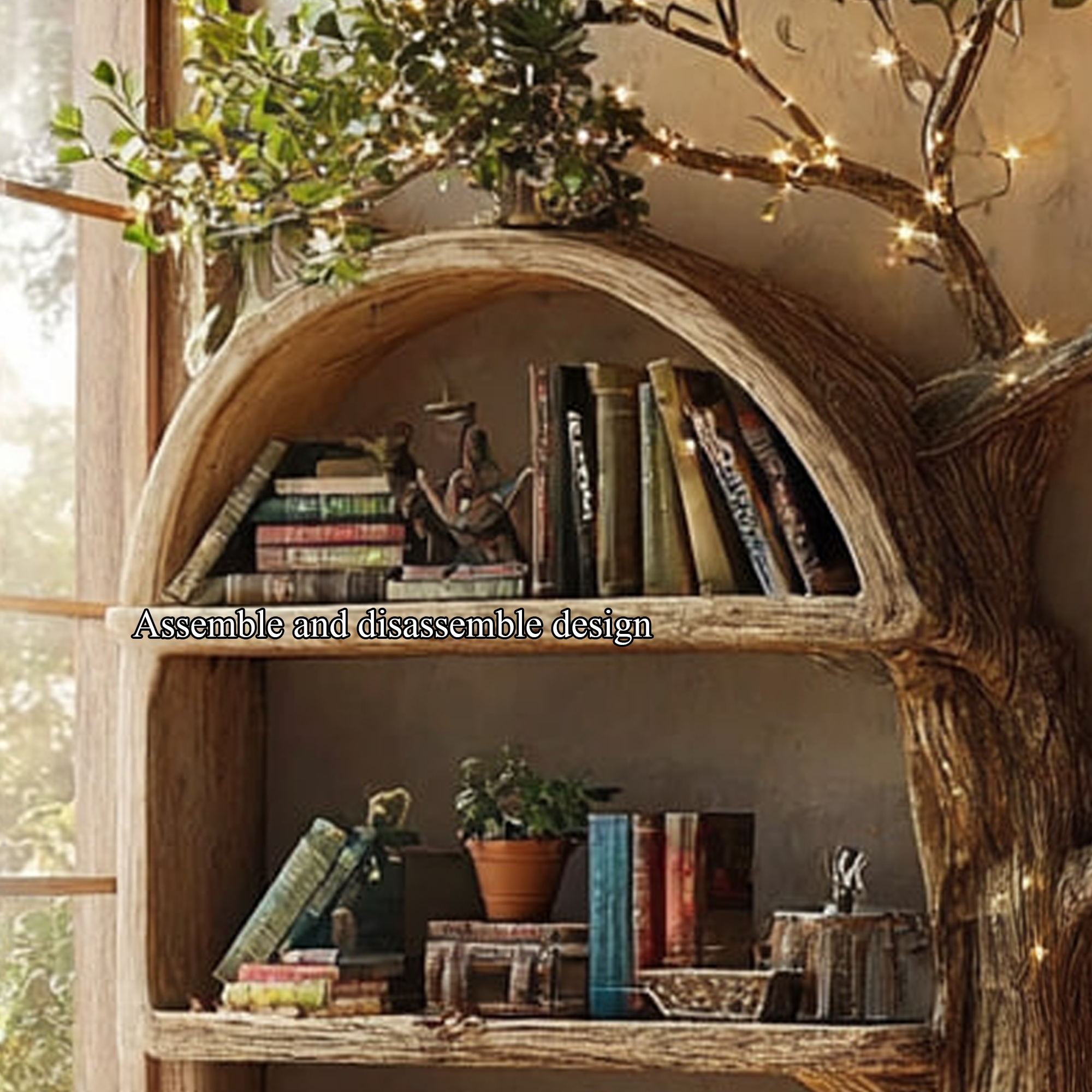 Rustic Tree Bookshelf Living Room Wall Display