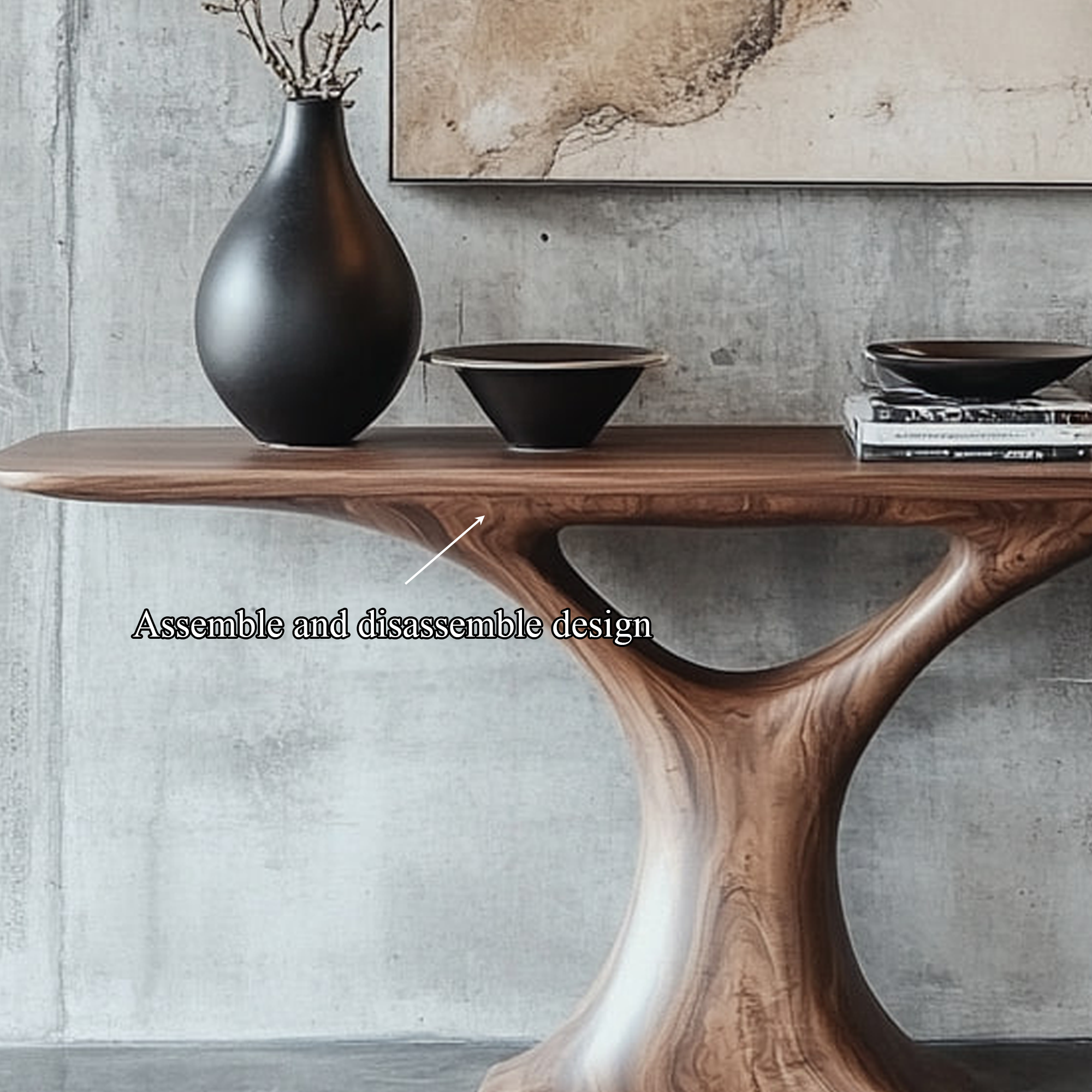 Mid Century Entry Table Smooth Sculptural Form Luxury Welcome Area