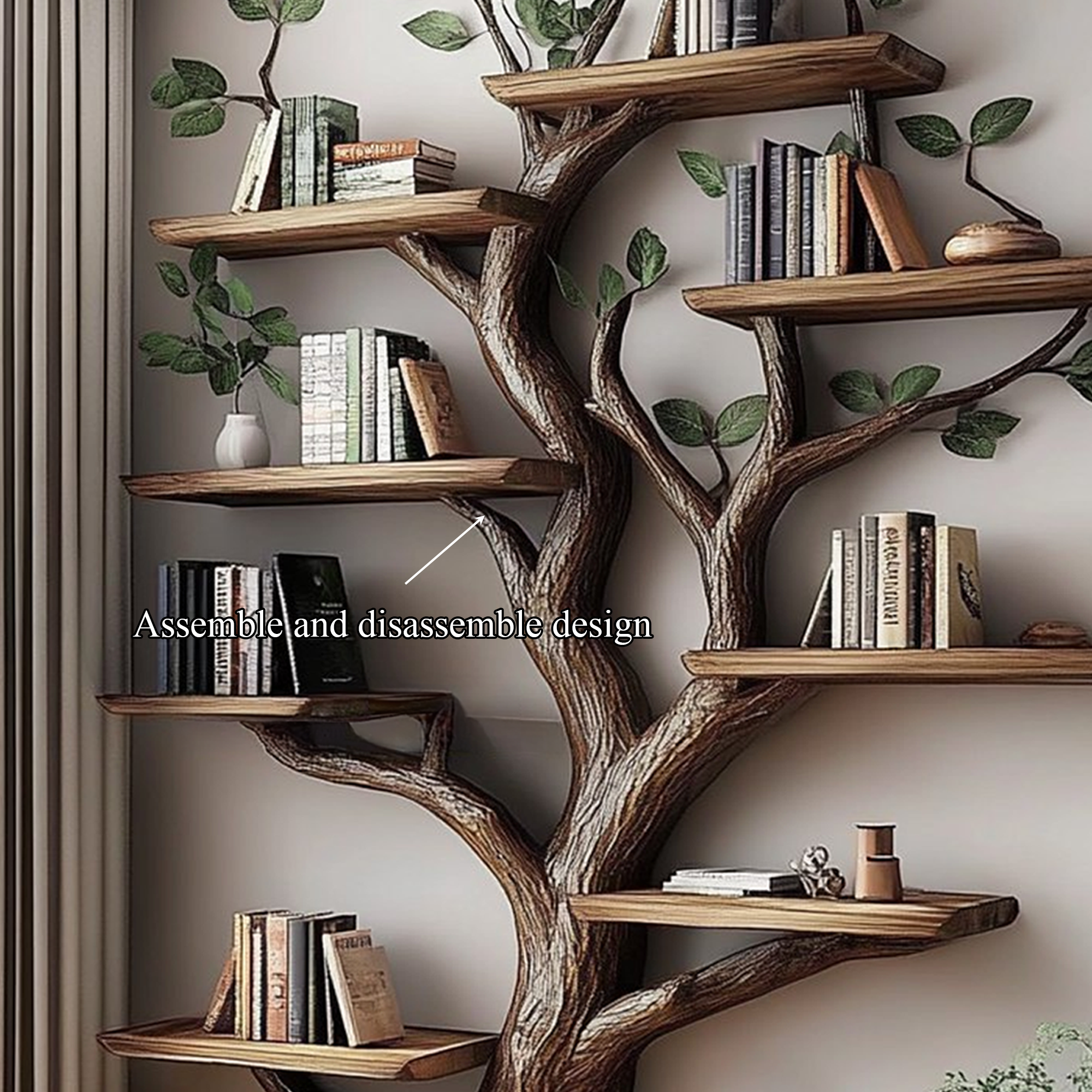 Sculptural Tree Wall Bookshelf For Living Room