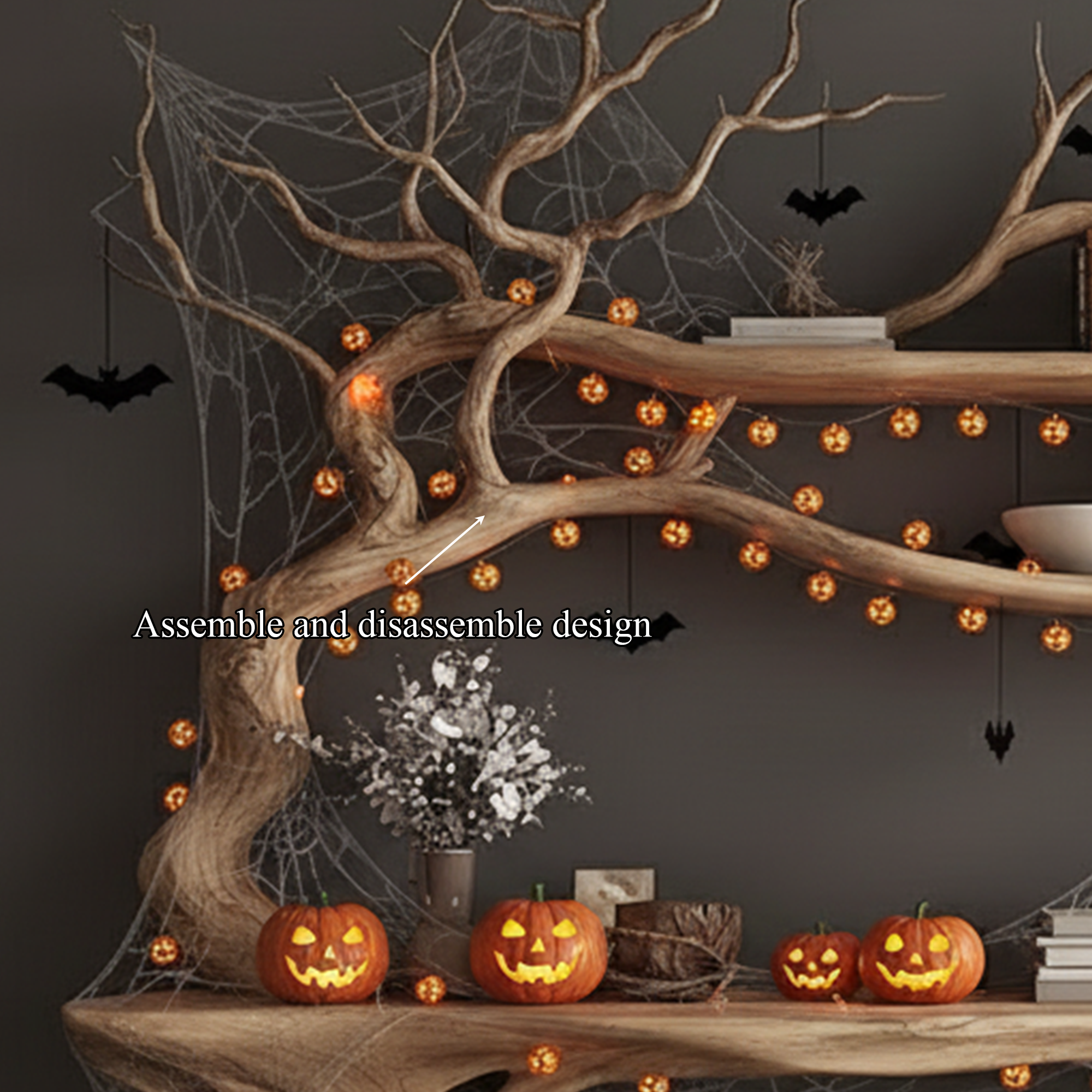 Mid Century Halloween Console Table Living Room