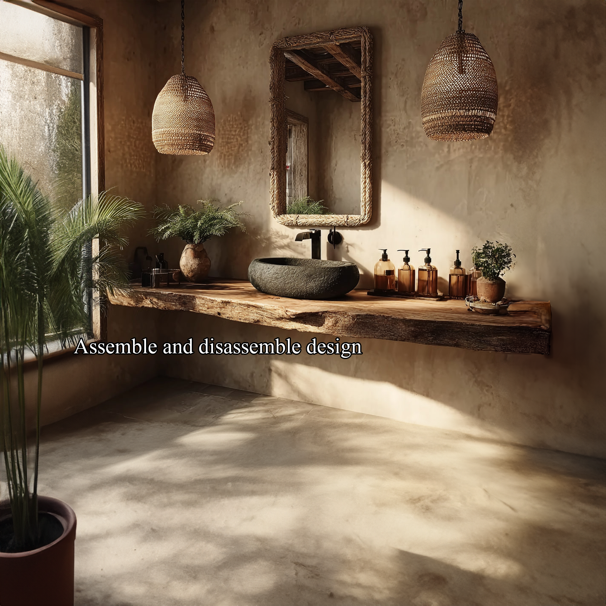 Mid Century Floating Shelf Natural Edge Bathroom