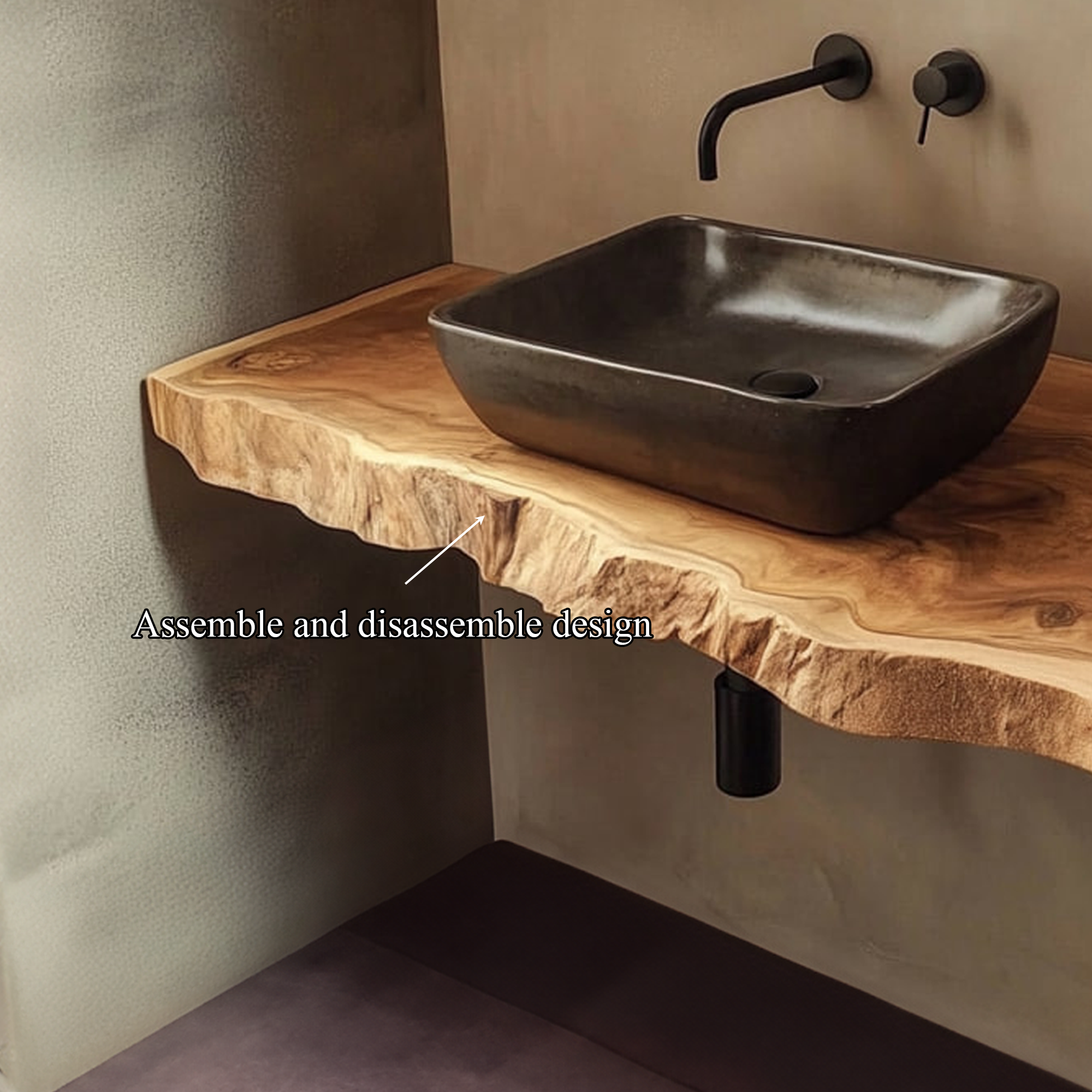 Mid Century Bathroom Vanity Shelf Live Edge Wood Bathroom Decor