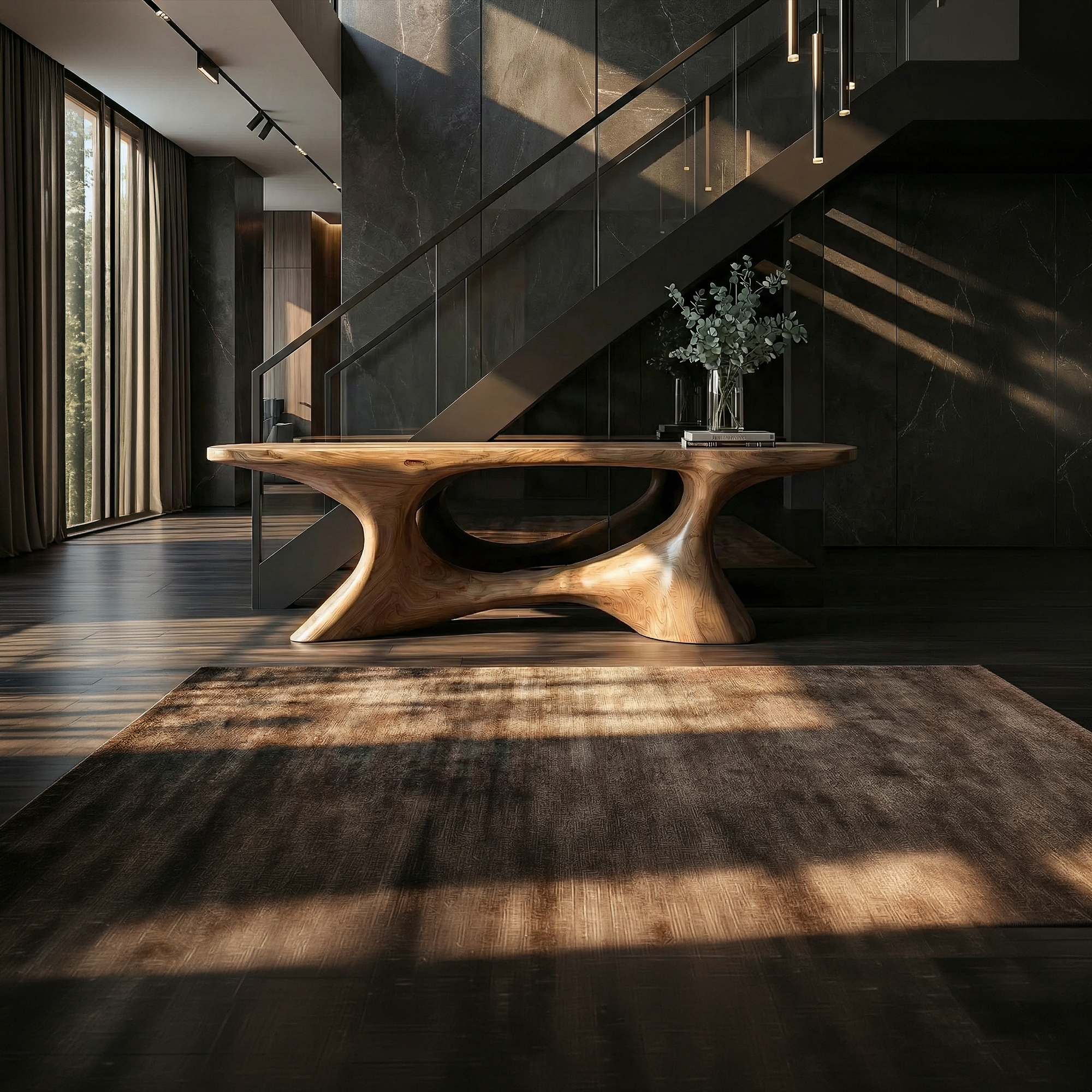 Contemporary Organic Void Base Console Table Entryway Hallway Living Room