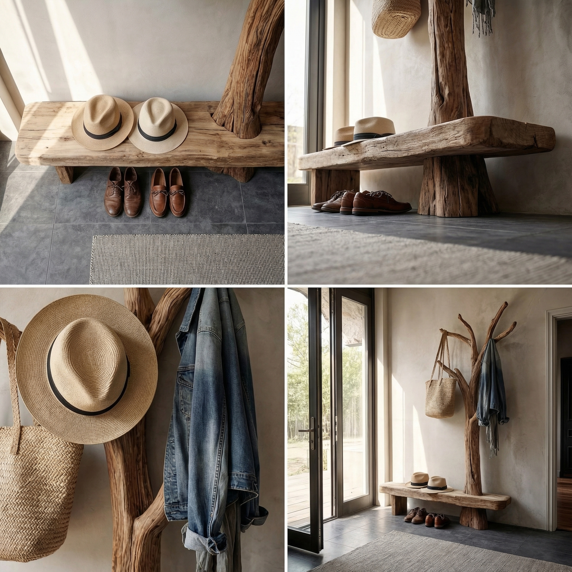 Rustic Tree Coat Rack Entryway And Hallway