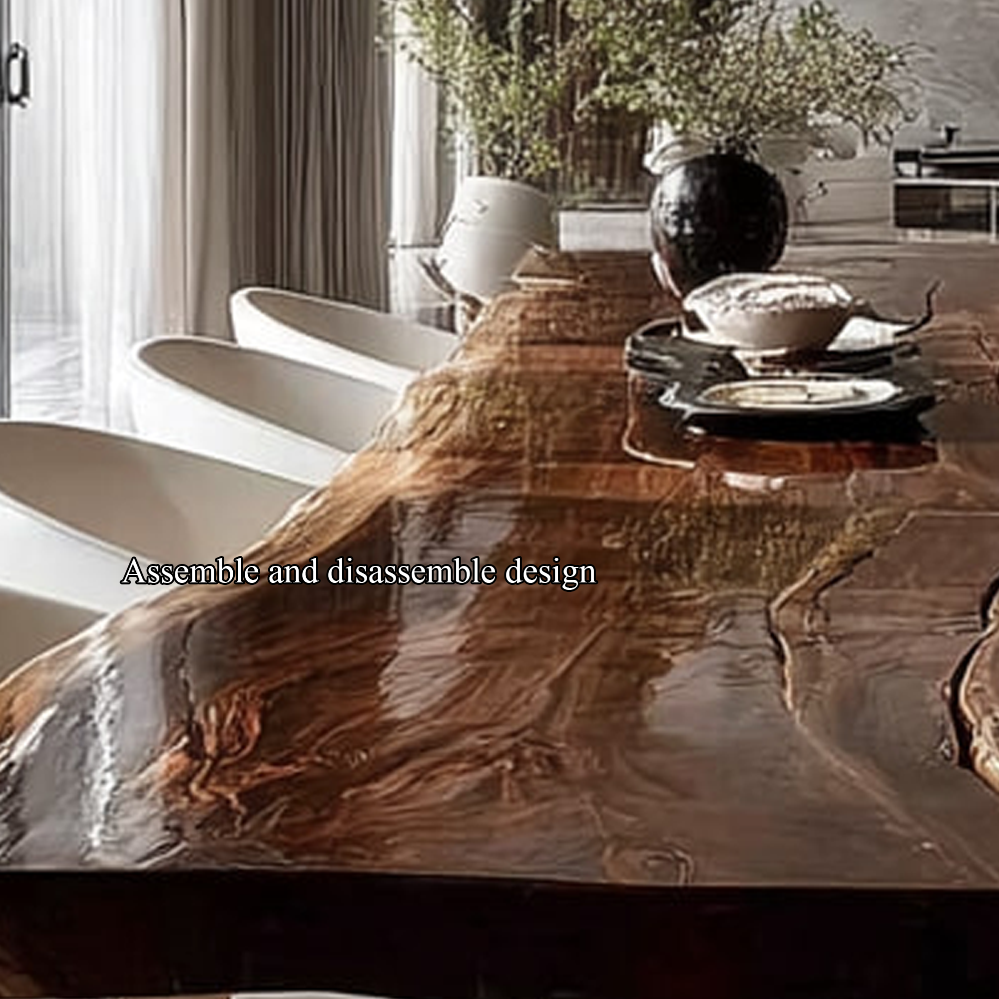 Rustic Live Edge Dining Table Family Room
