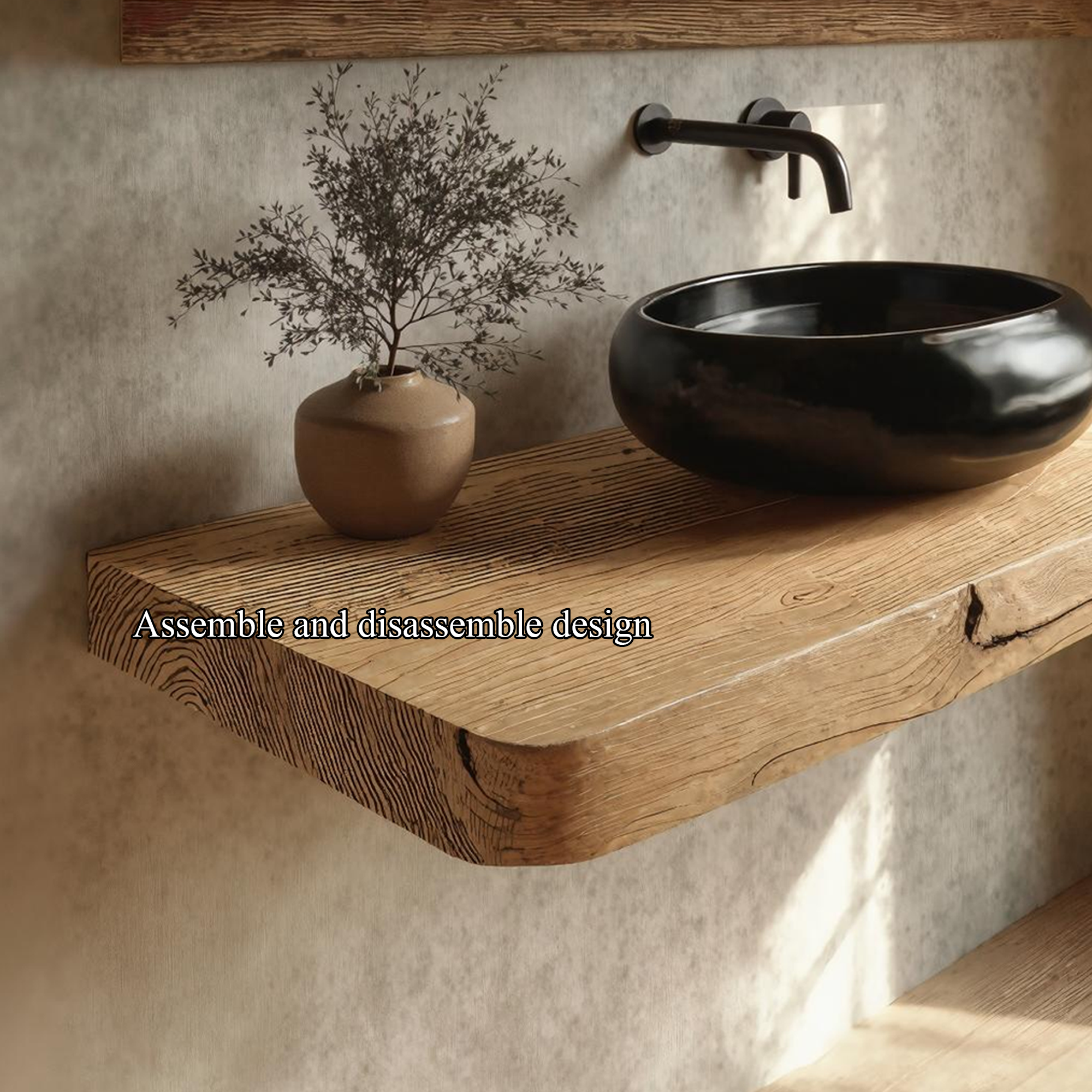 Rustic Floating Shelf Natural Edge Vanity Bathroom