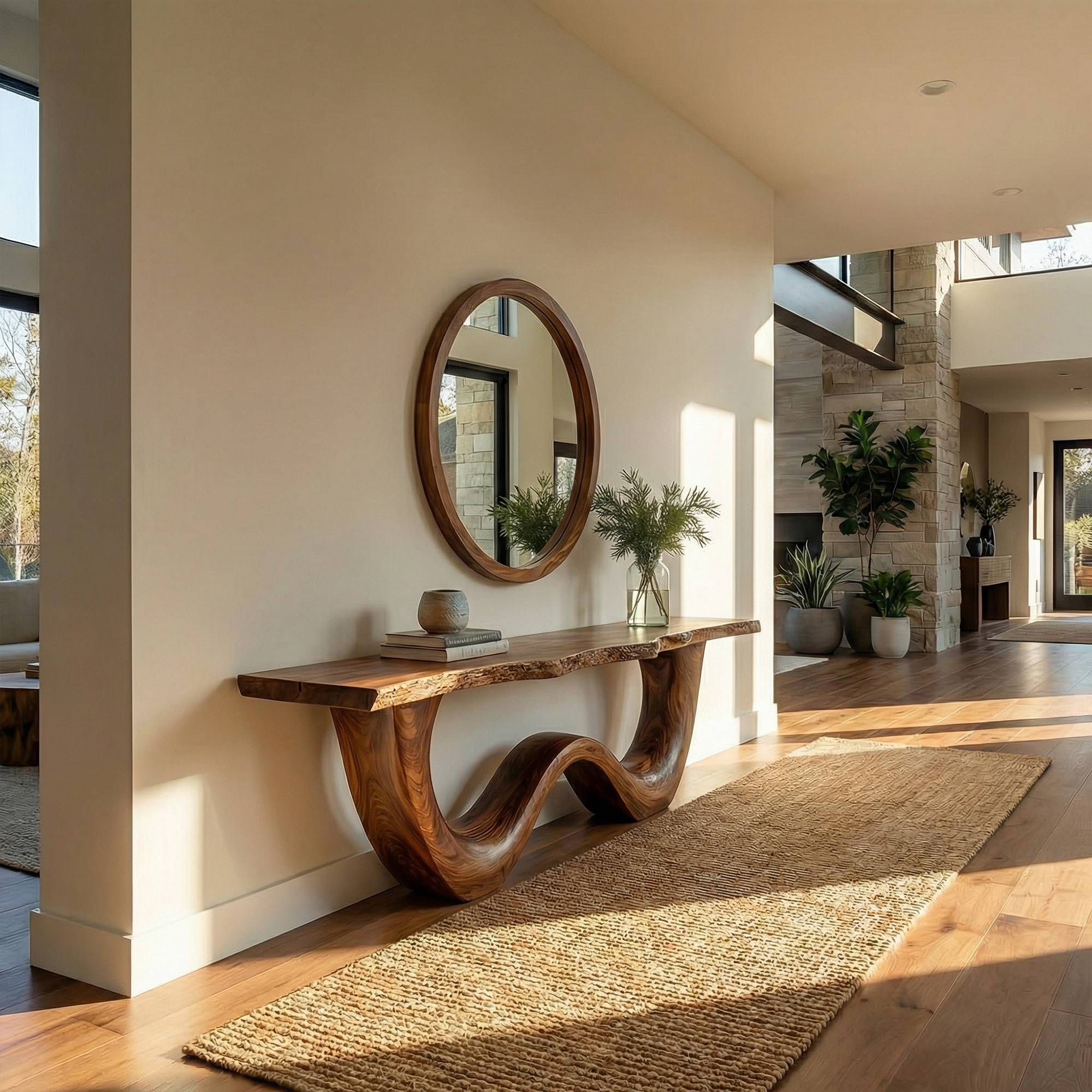 Organic Wave Base Console Table Entryway Hallway Living Room