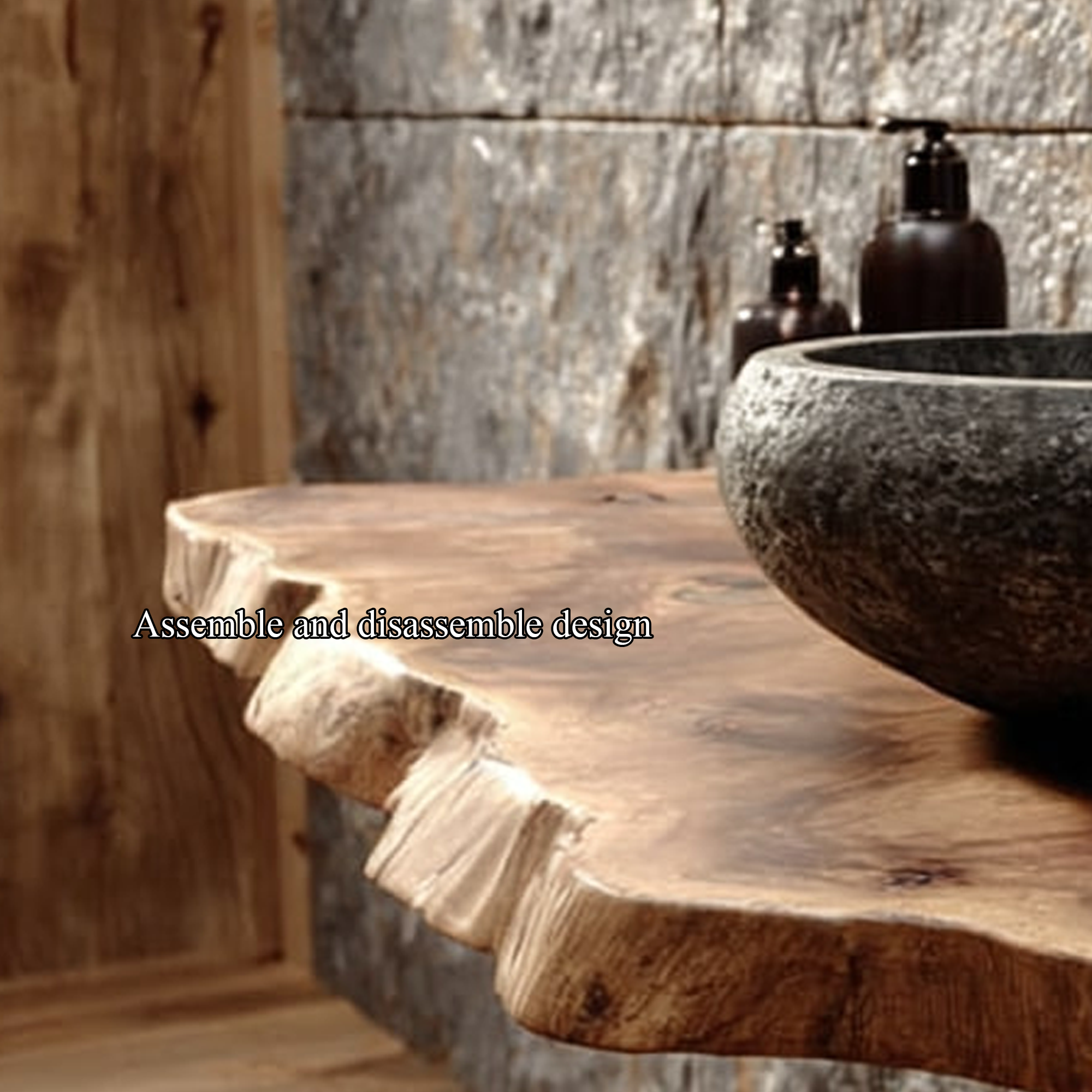 Rustic Shelf Natural Edge Vanity Washroom