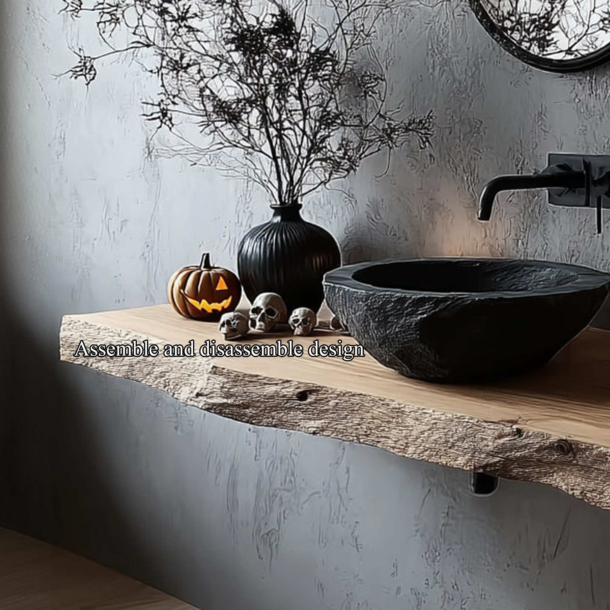 Rustic Floating Shelf Basin Vanity Bathroom