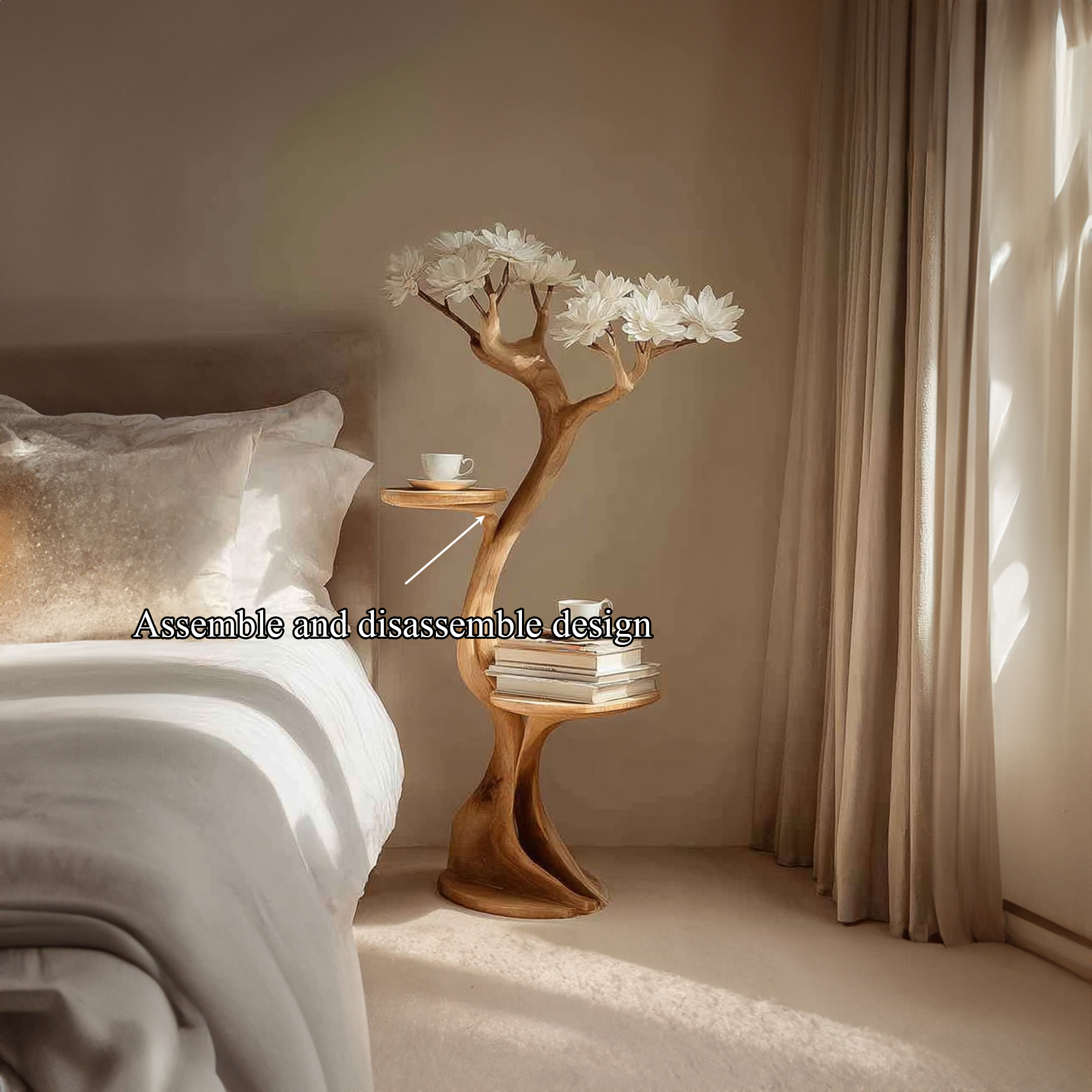 Rustic Tree Shaped Nightstands Bedroom